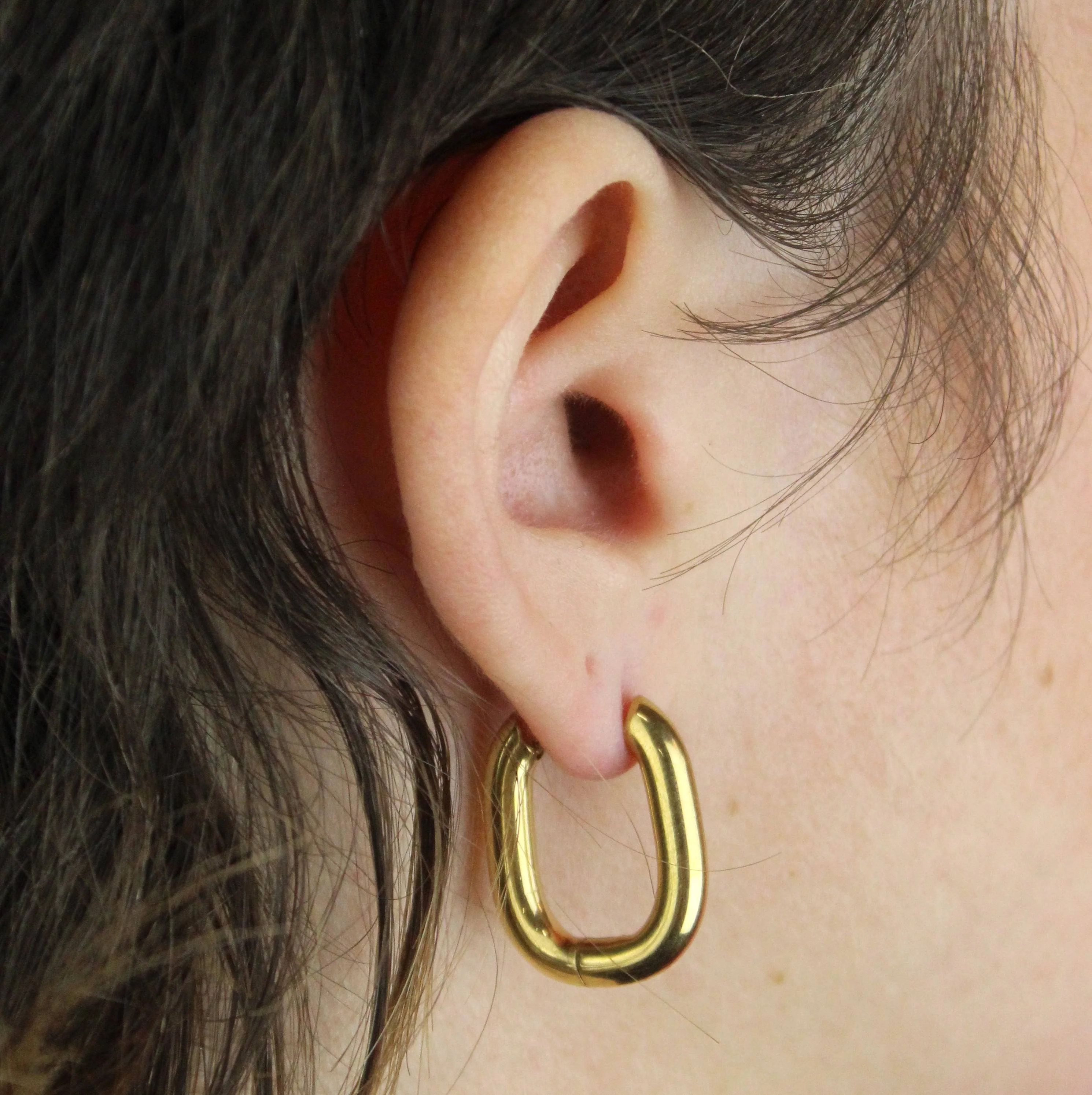 Chunky Oval Hoop Earrings (Gold Plated) - Image 2