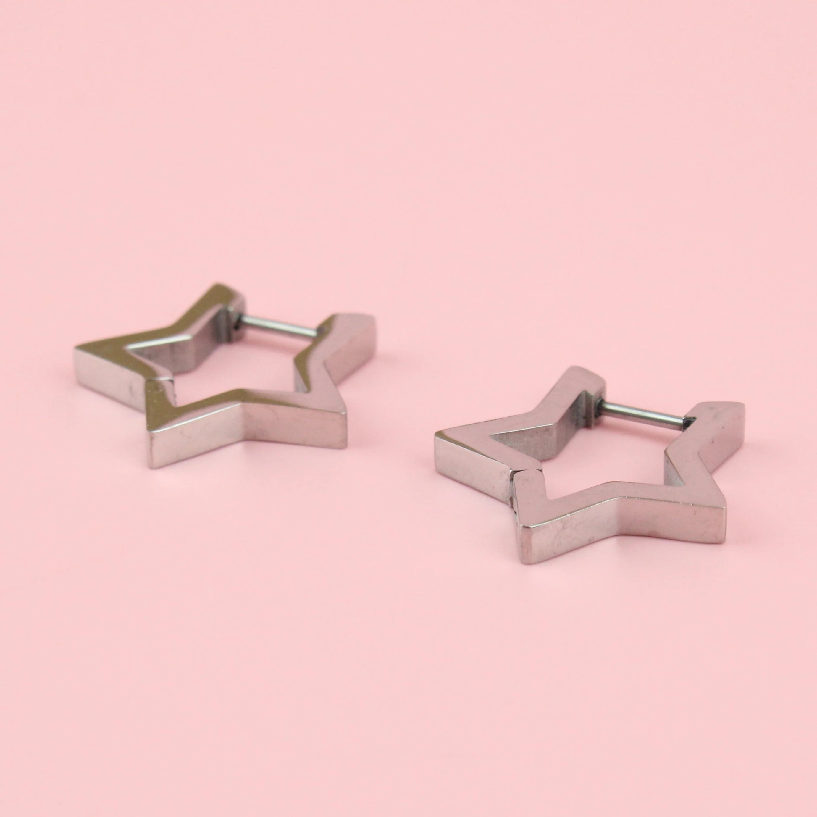 Chunky Star Huggie Hoop Earrings - Image 3