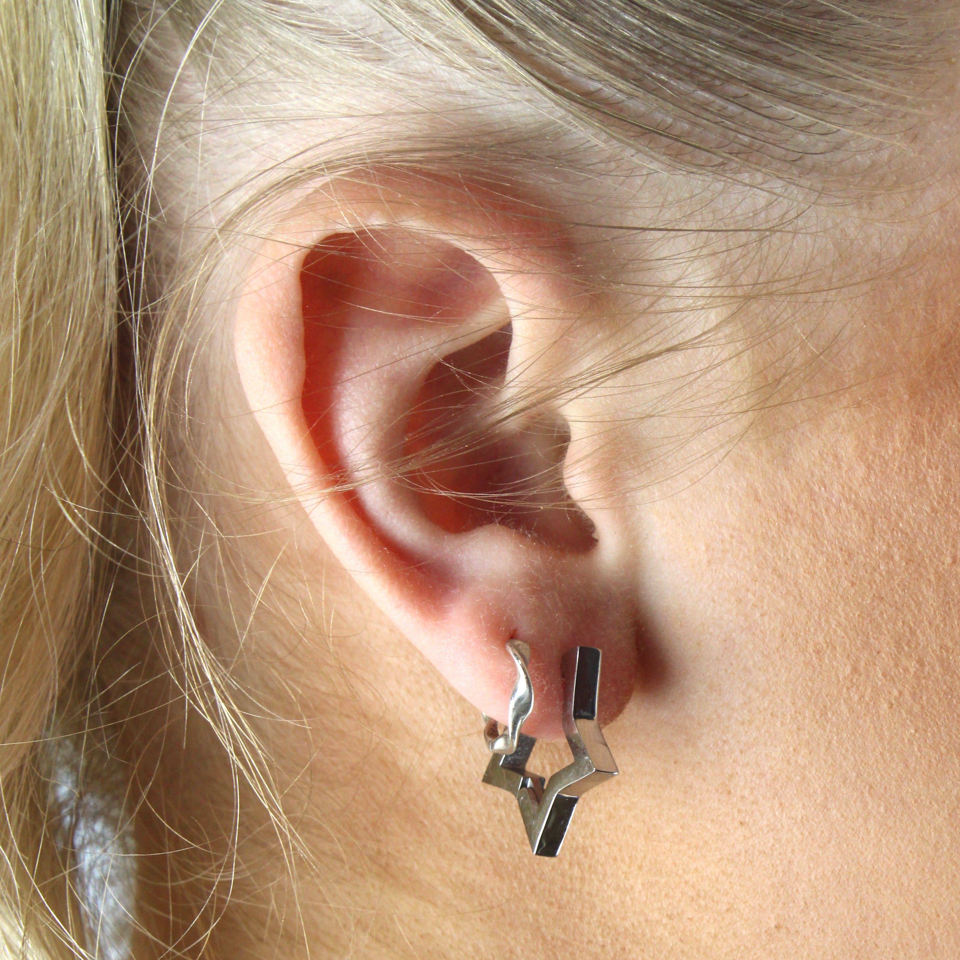 Chunky Star Huggie Hoop Earrings - Image 5