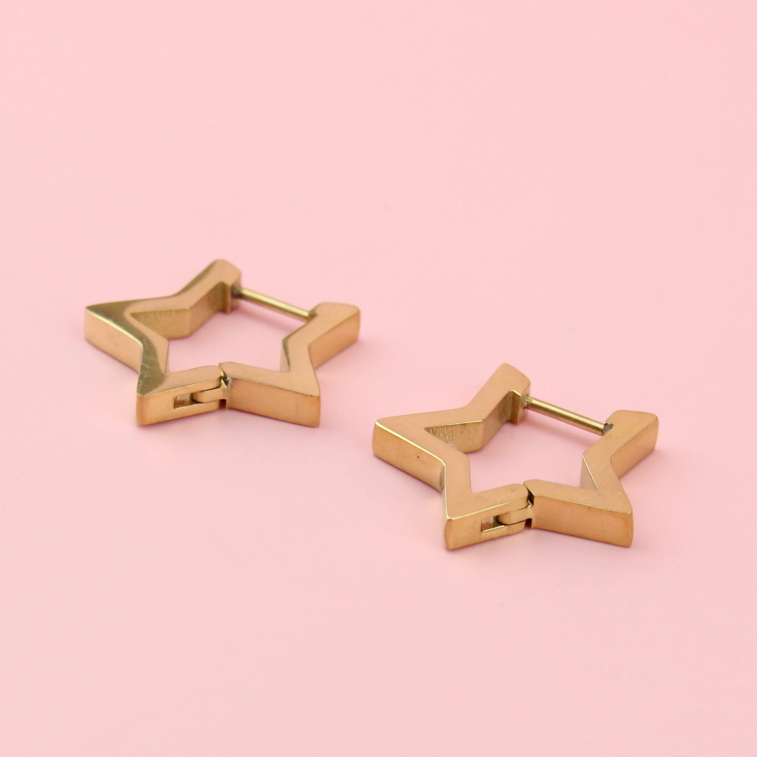 Chunky Star Huggie Hoop Earrings (Gold Plated) - Image 3