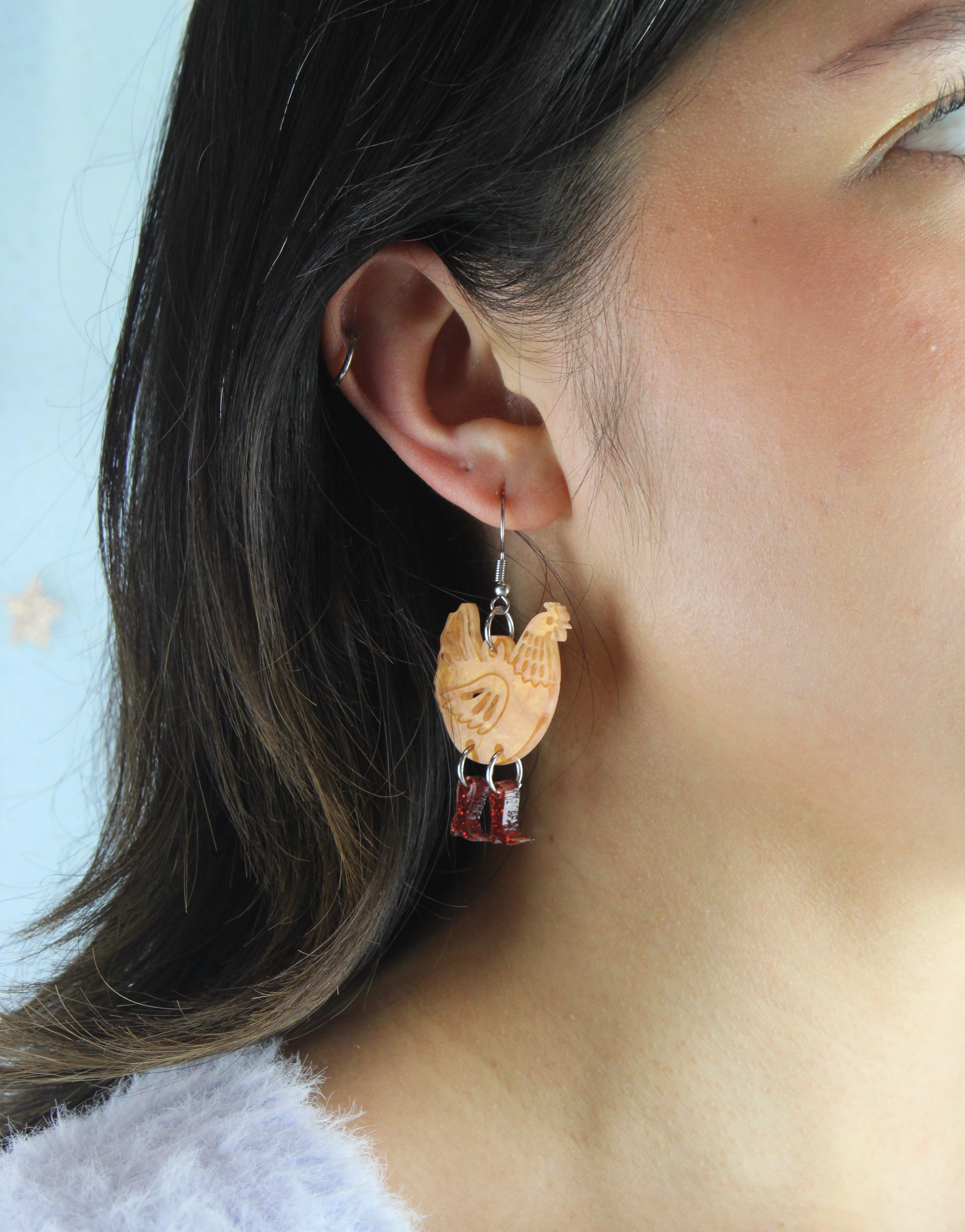 Cinnamon Chick Magnet Chicken Earrings - Image 2