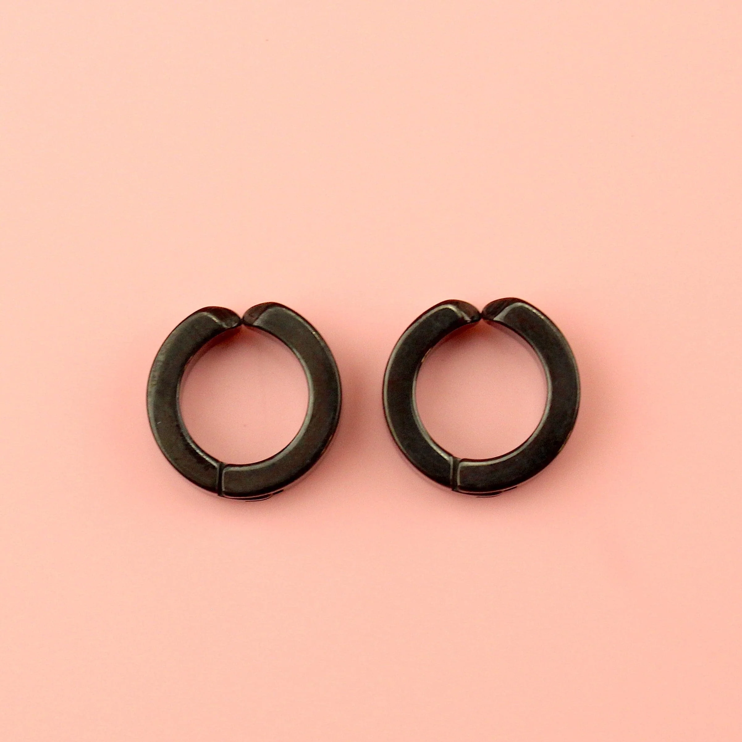 Clip on Huggie Hoop Earrings (Black) - Image 3