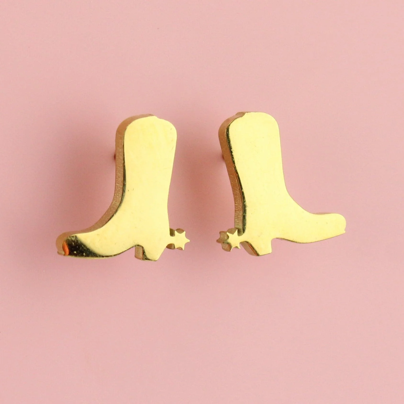 Cowboy Boot Stud Earrings (Gold Plated) - Image 2