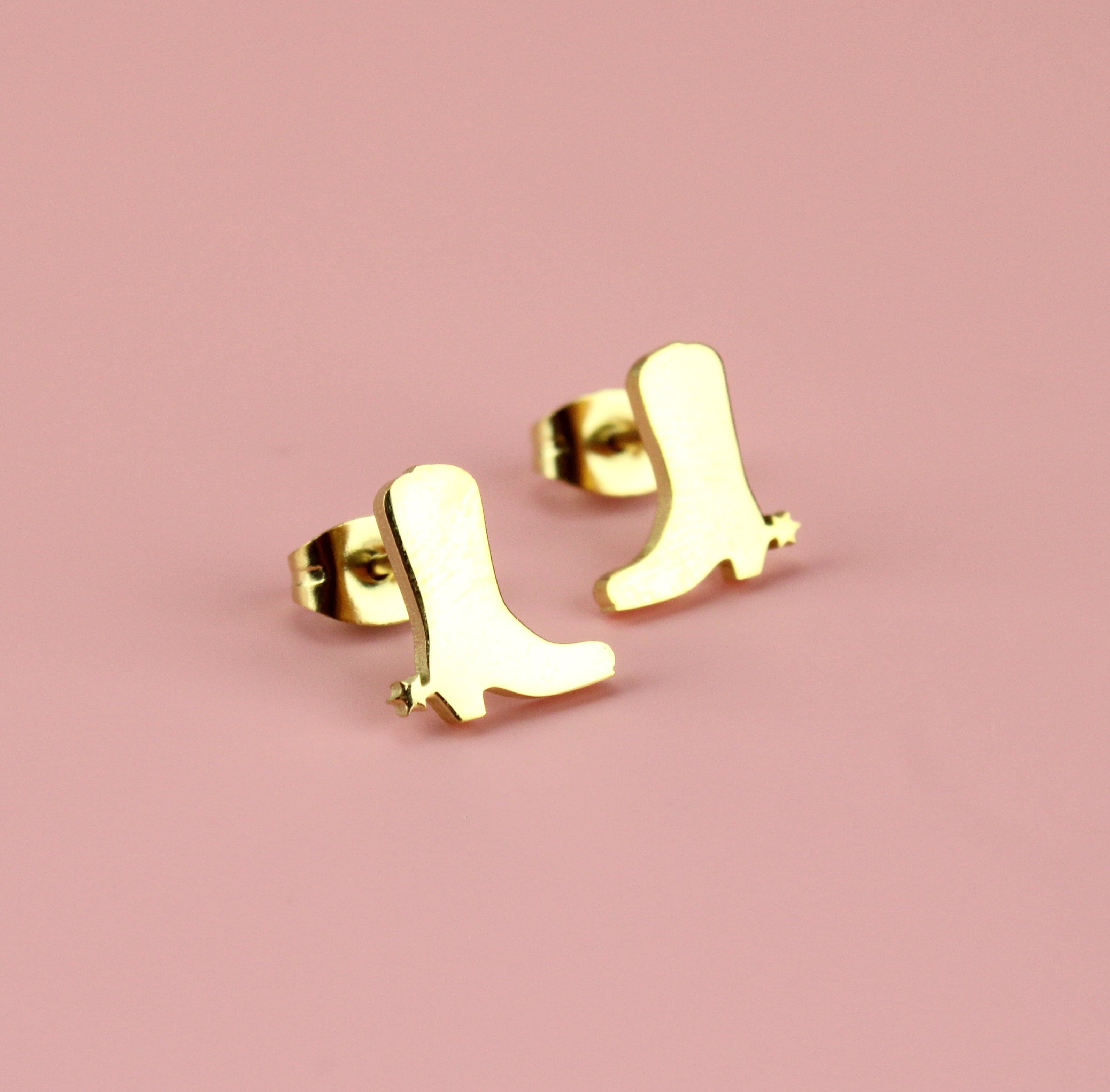 Cowboy Boot Stud Earrings (Gold Plated) - Image 3