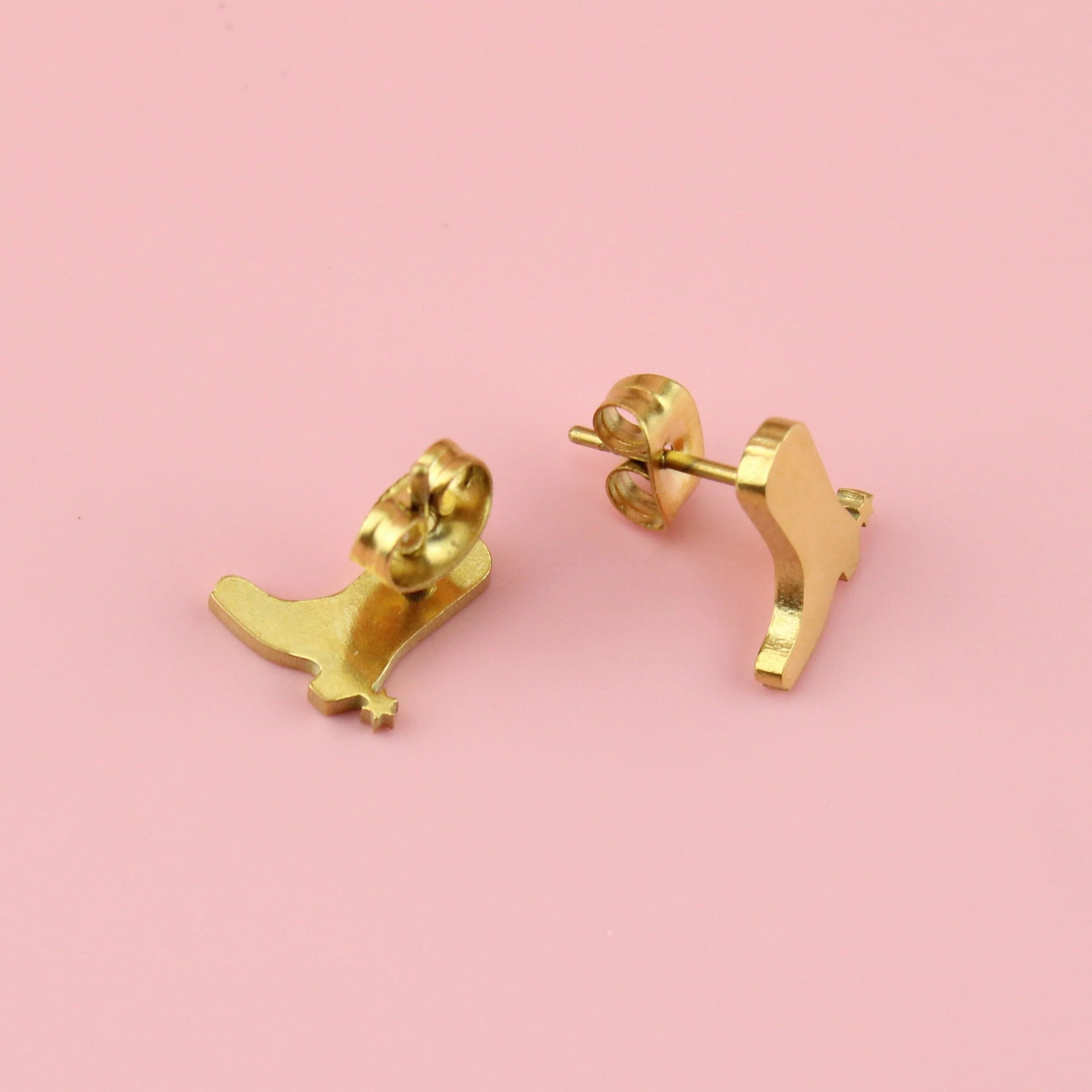 Cowboy Boot Stud Earrings (Gold Plated) - Image 4