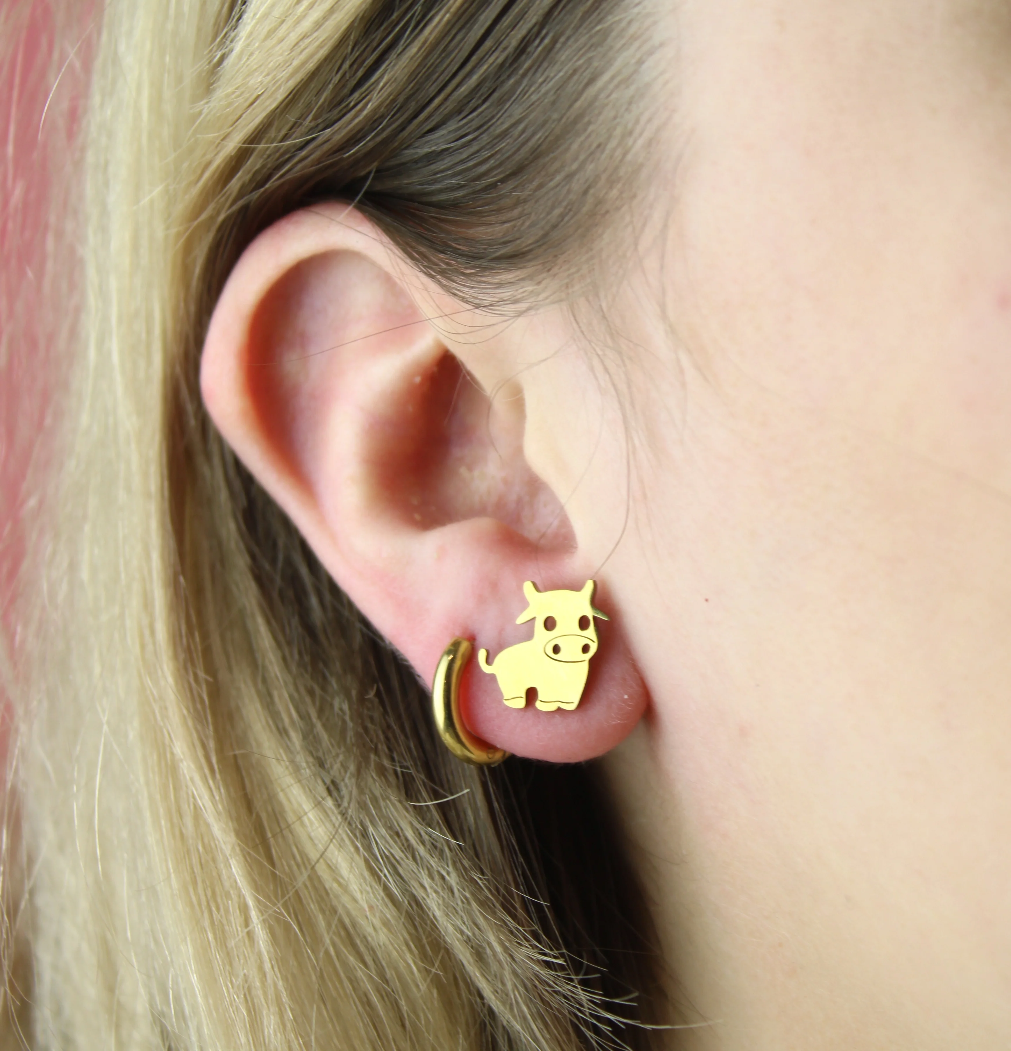 Cow's It Going? Stud Earrings - Gold Plated - Image 3