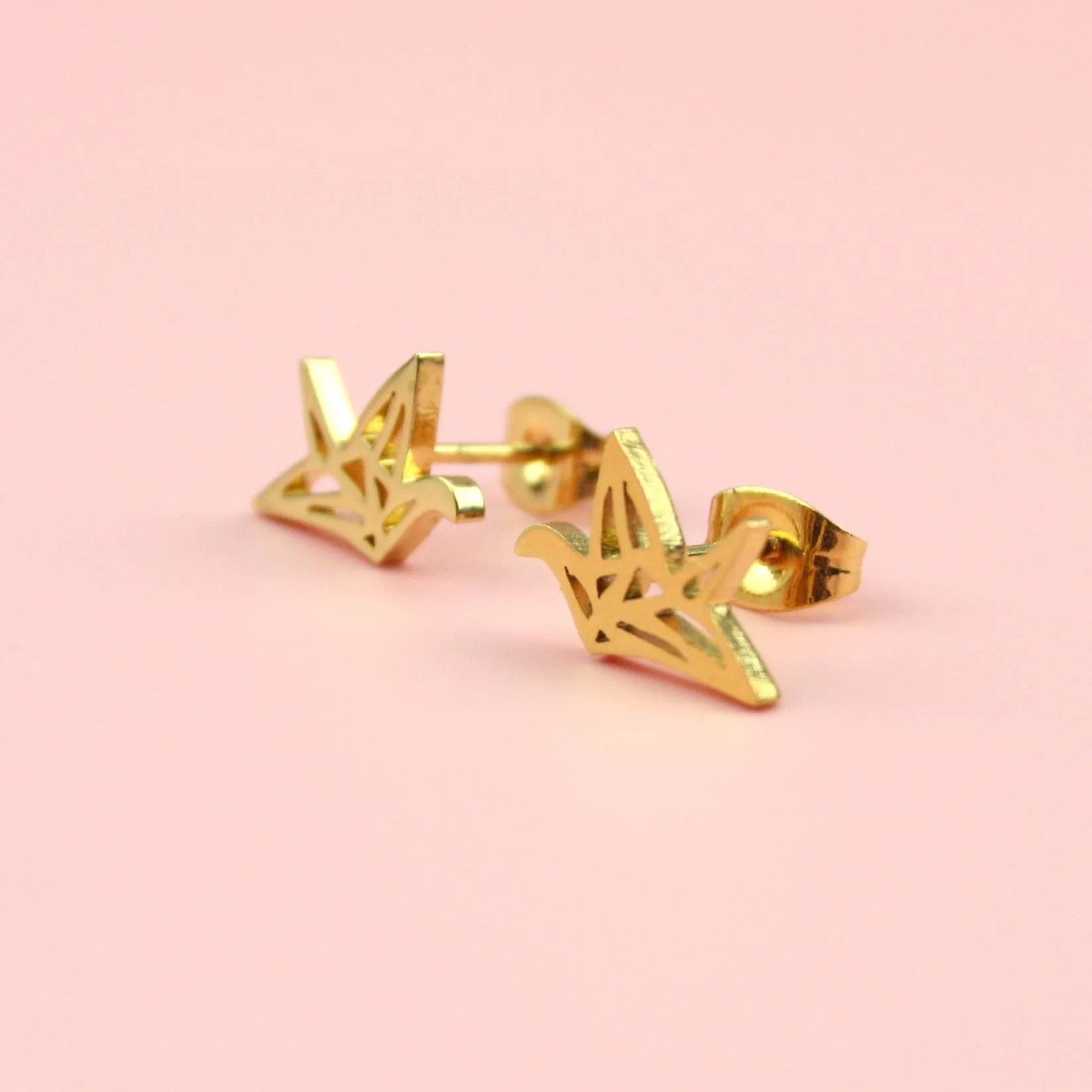 Crane Stud Earrings (Gold Plated) - Image 3