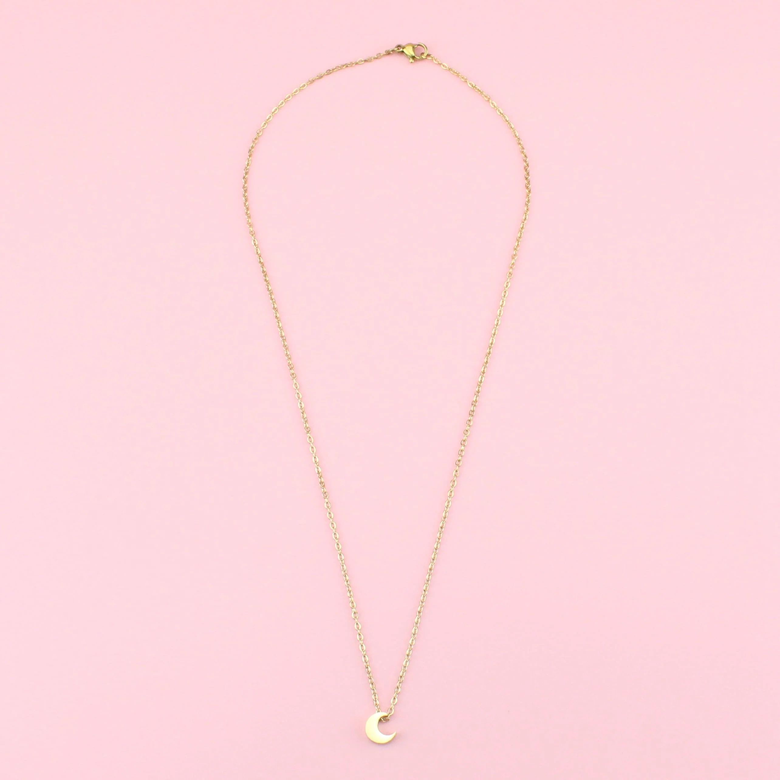 Crescent Moon Charm Necklace (Gold Plated) - Image 4