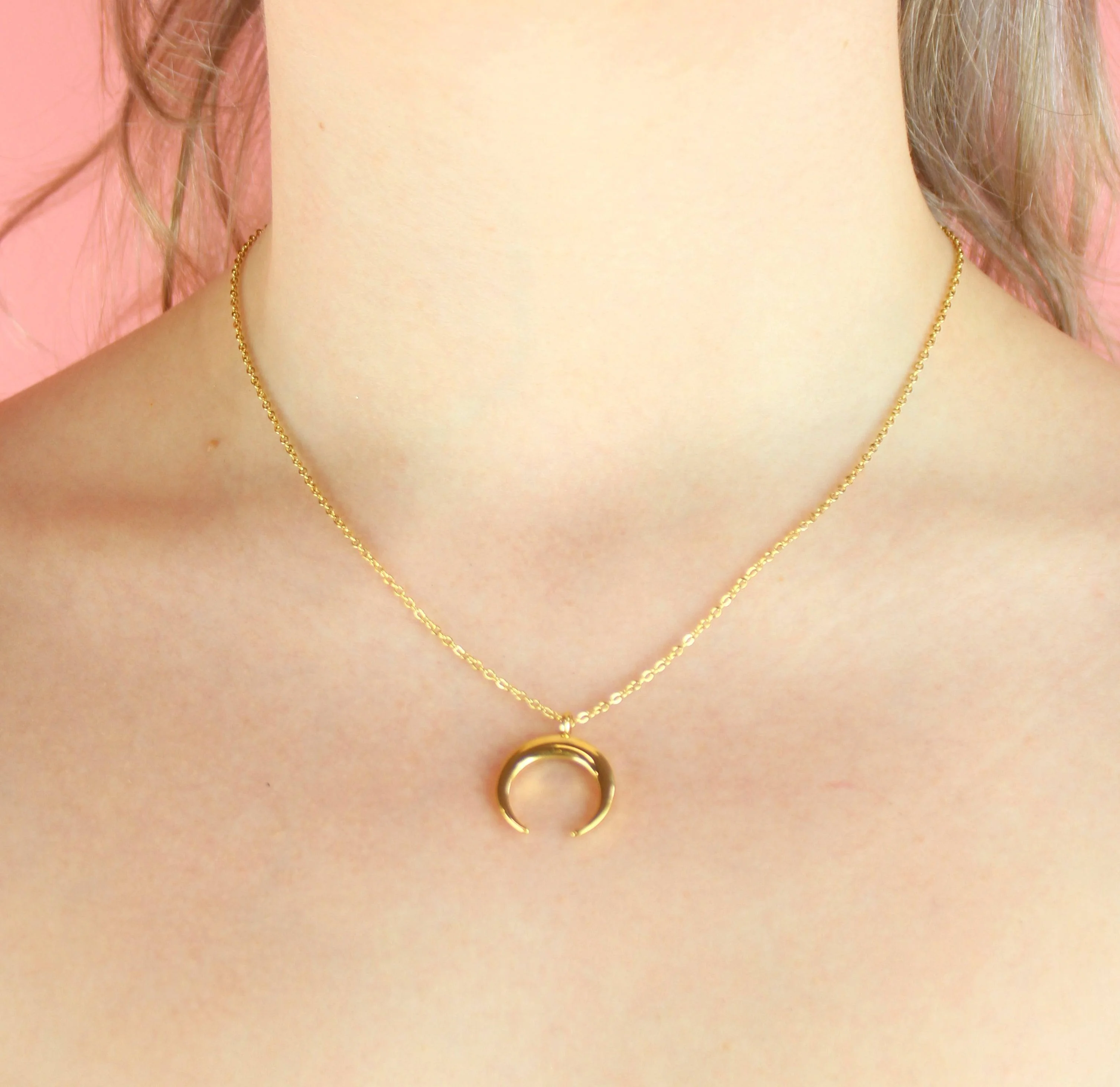 Crescent Moon Necklace (Gold Plated) - Image 2