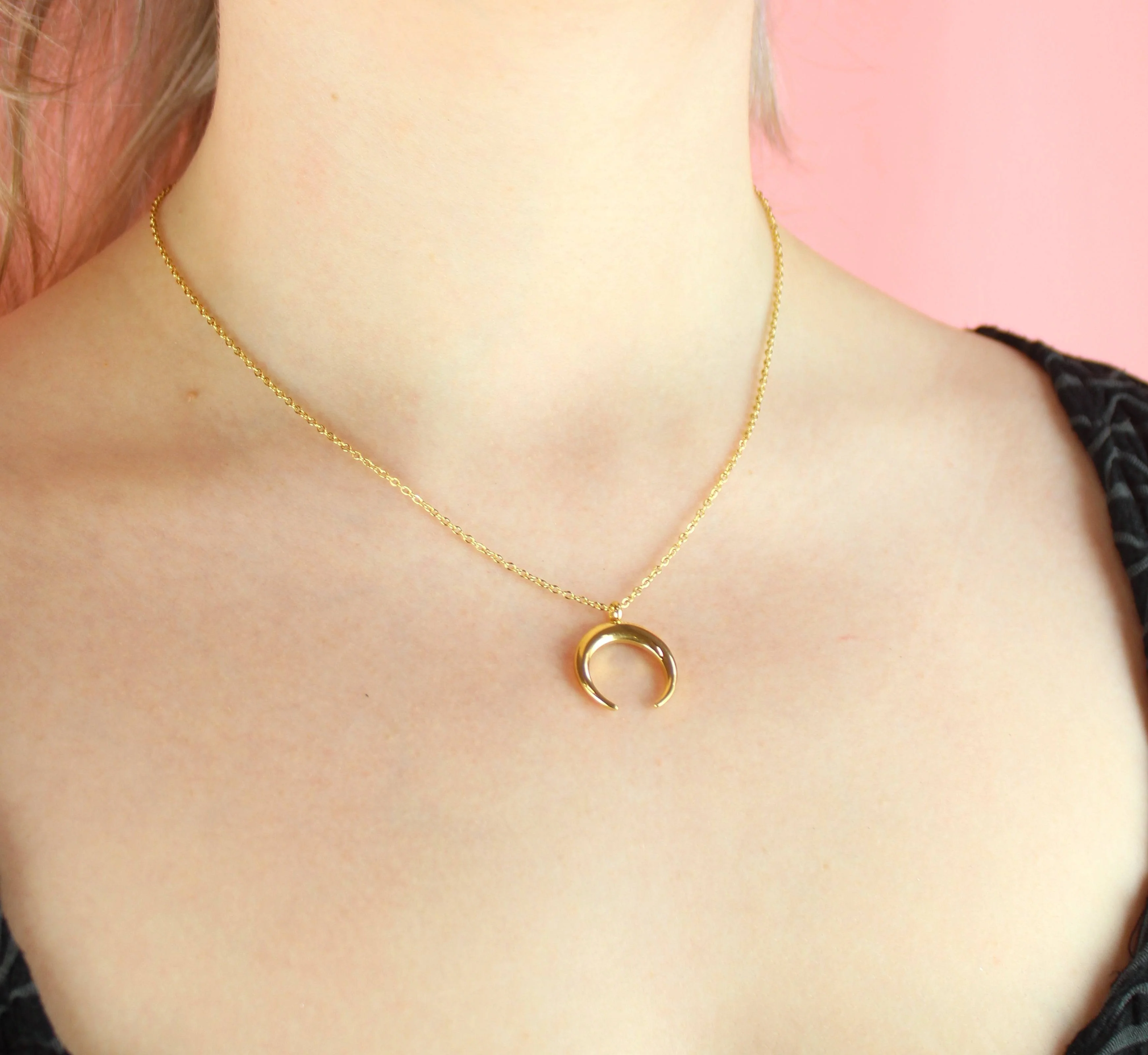 Crescent Moon Necklace (Gold Plated) - Image 5