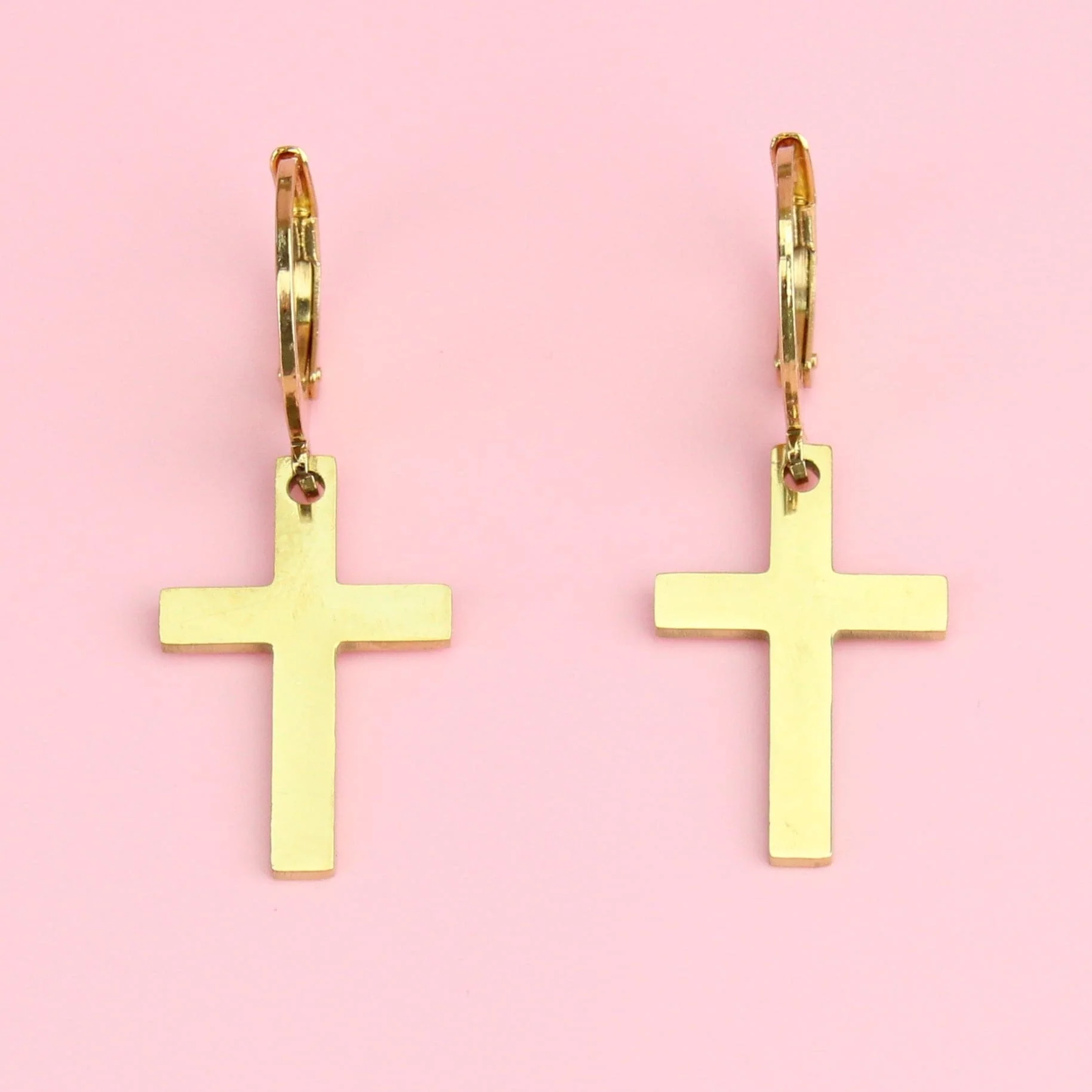 Cross Hoop Earrings (Gold Plated) - Image 5