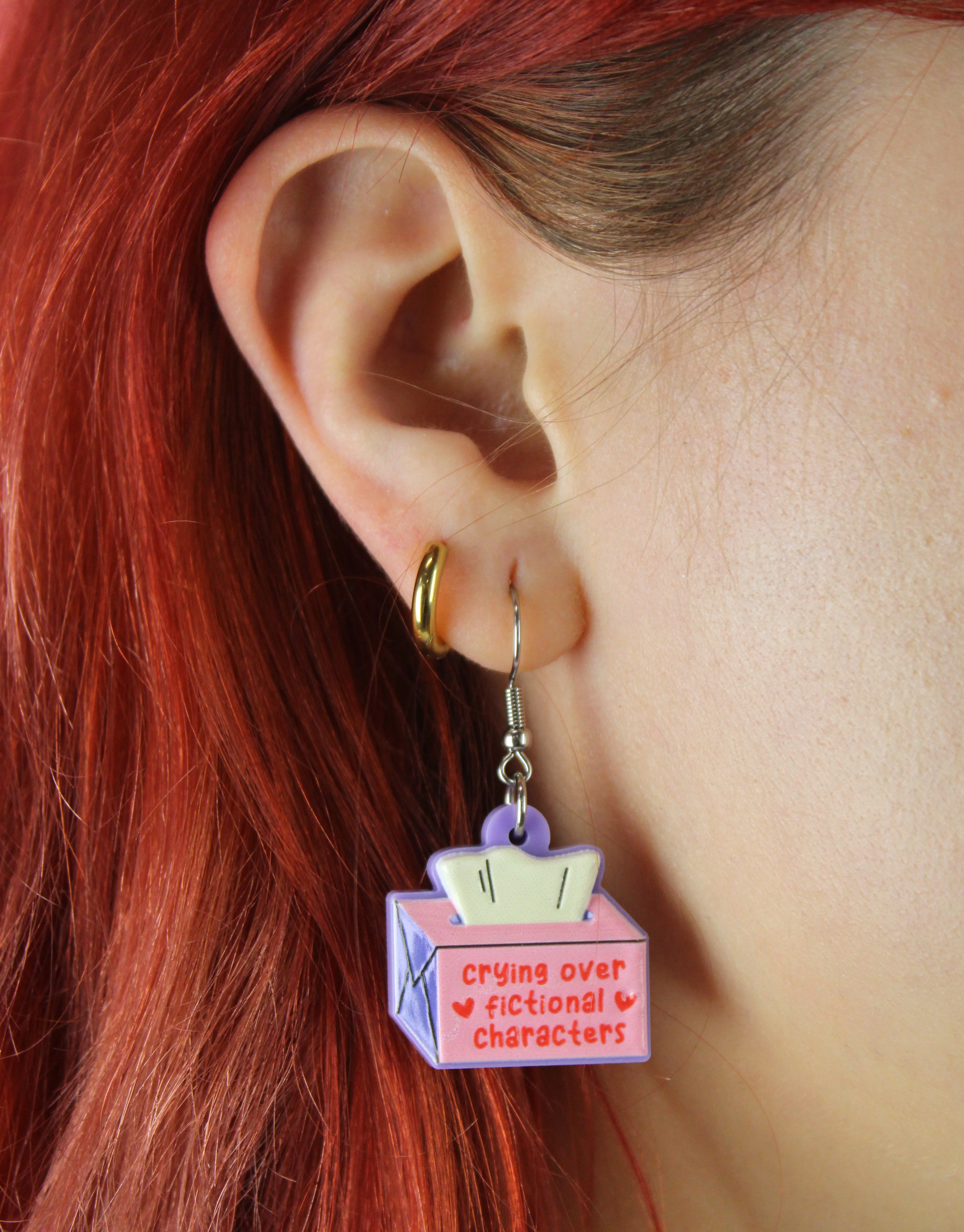 Crying Over Fictional Characters Earrings - Image 2