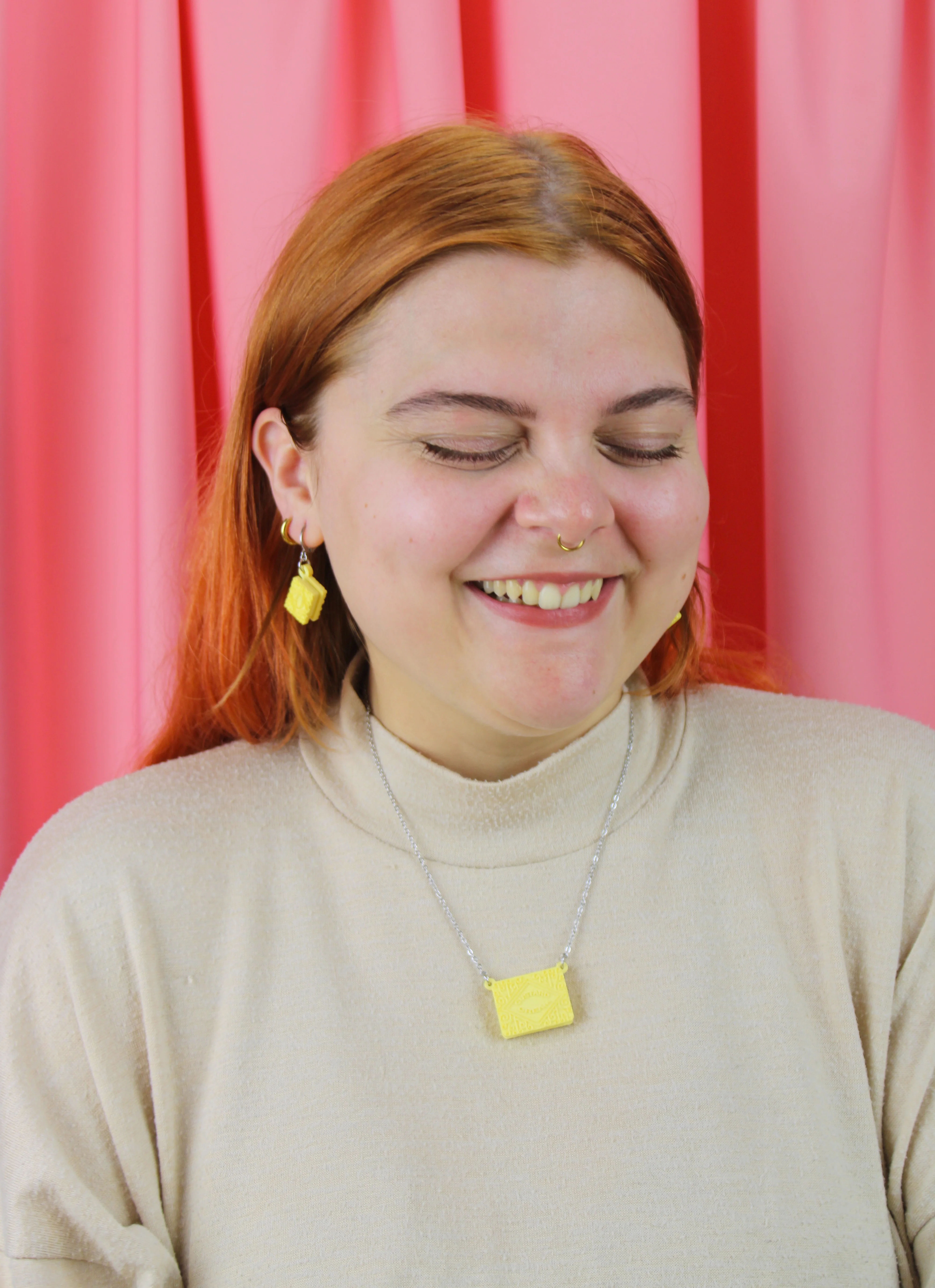 Custard Cream Biscuit Huggie Hoop Earrings - Image 6
