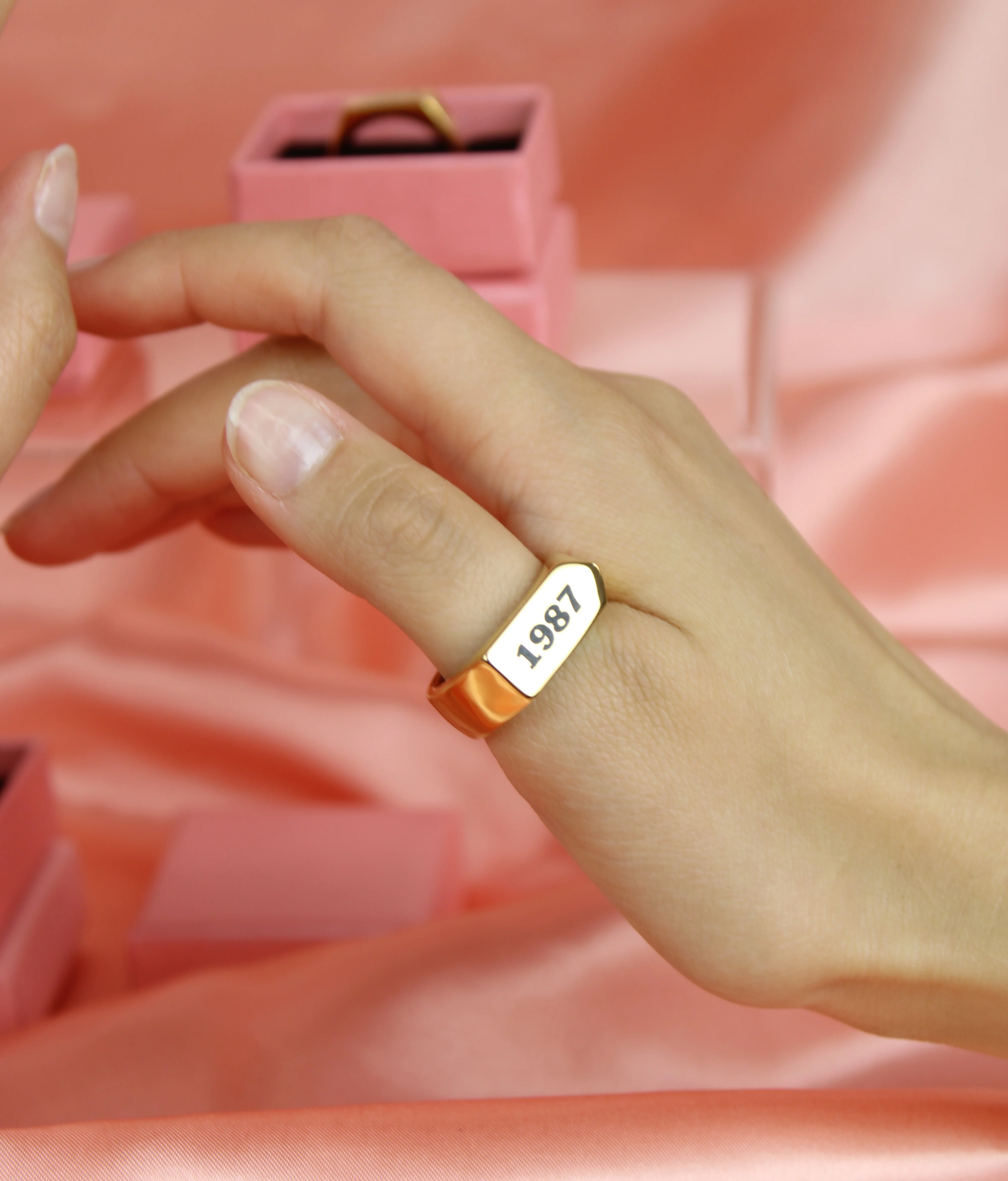 Customisable Birth Year Ring - Gold Plated - Image 10