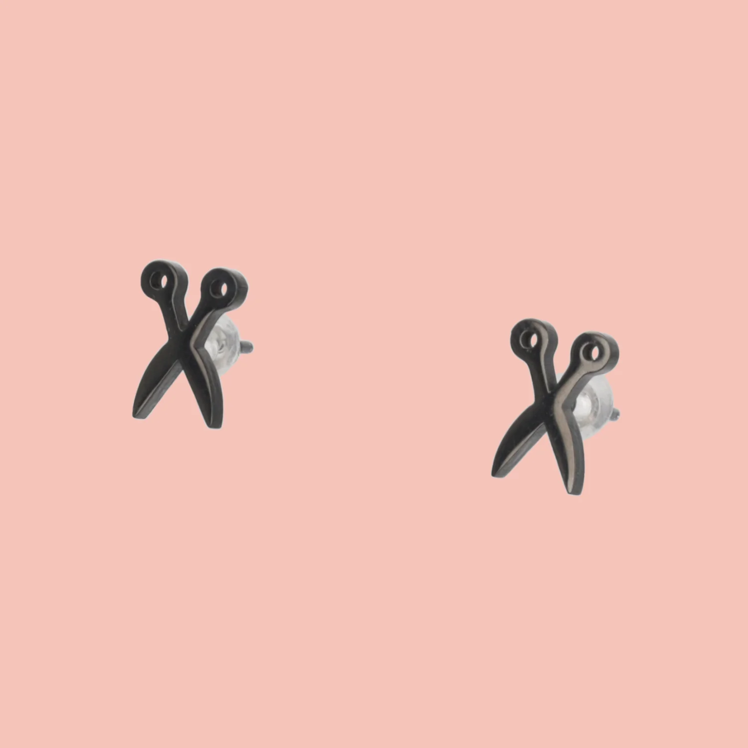 Cut It Out Scissor Stud Earrings - Black - Image 2