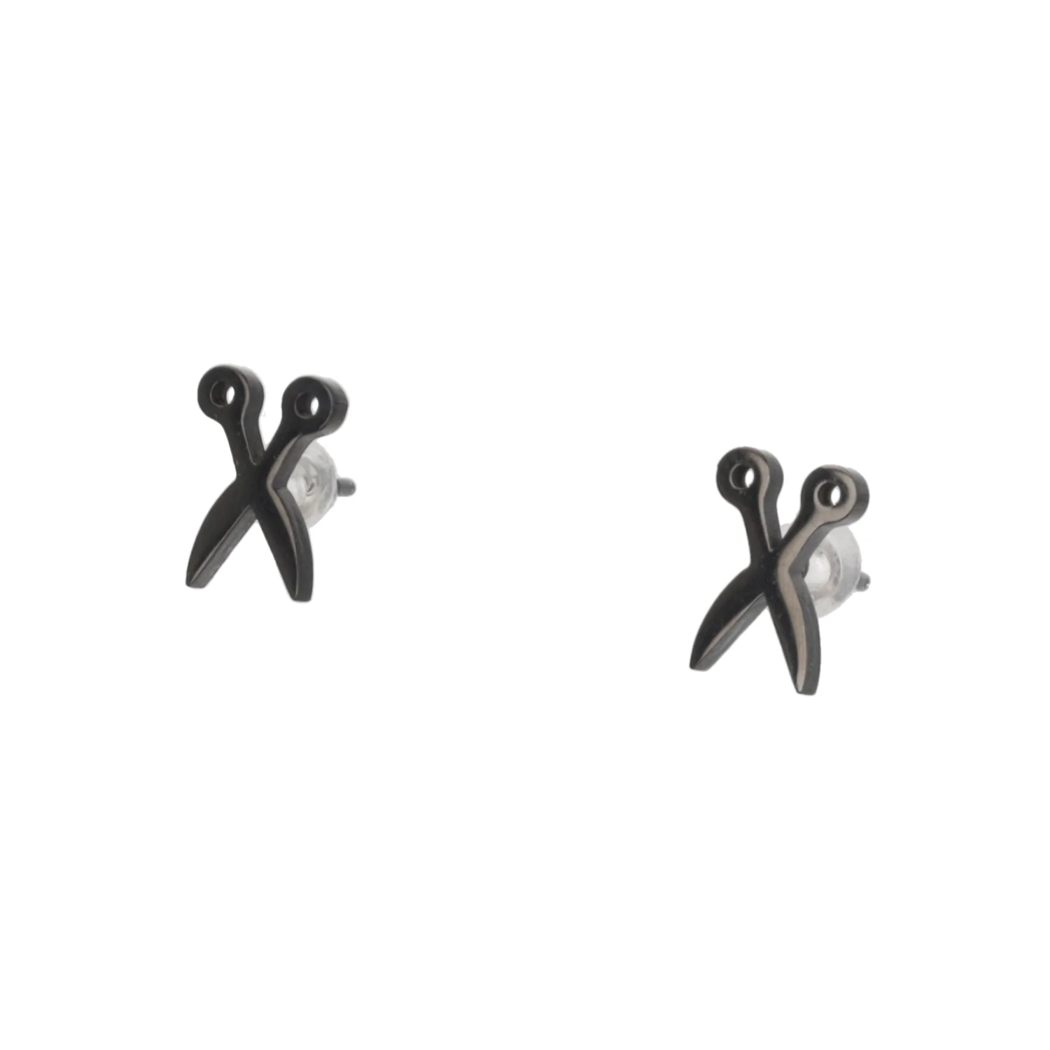 Cut It Out Scissor Stud Earrings - Black - Image 4