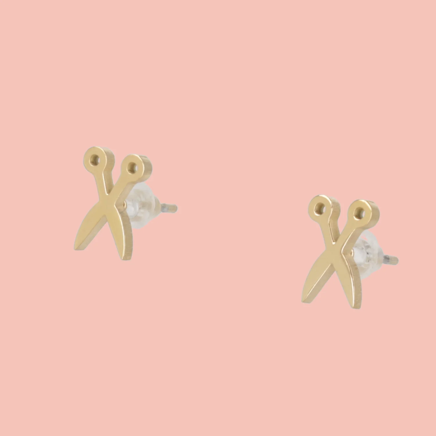 Cut It Out Scissor Stud Earrings - Gold Plated - Image 2