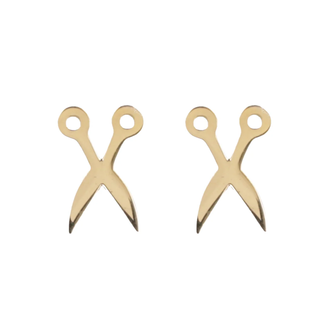 Cut It Out Scissor Stud Earrings - Gold Plated - Image 3