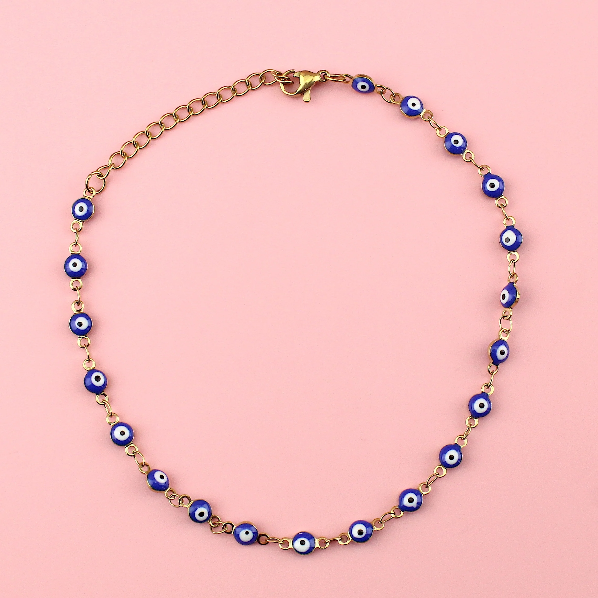 Dark Blue Evil Eye Anklet (Gold Plated) - Image 3
