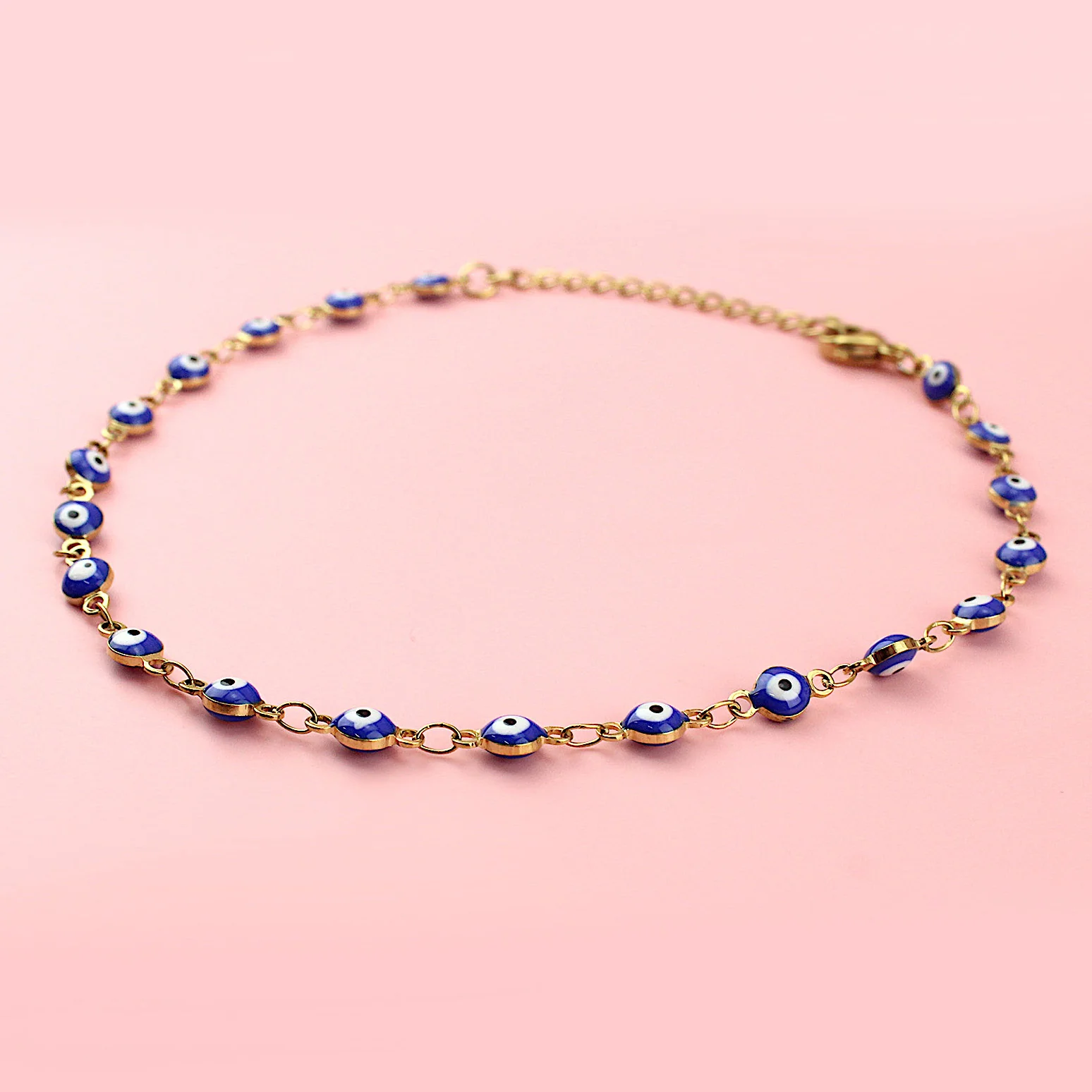 Dark Blue Evil Eye Anklet (Gold Plated) - Image 5