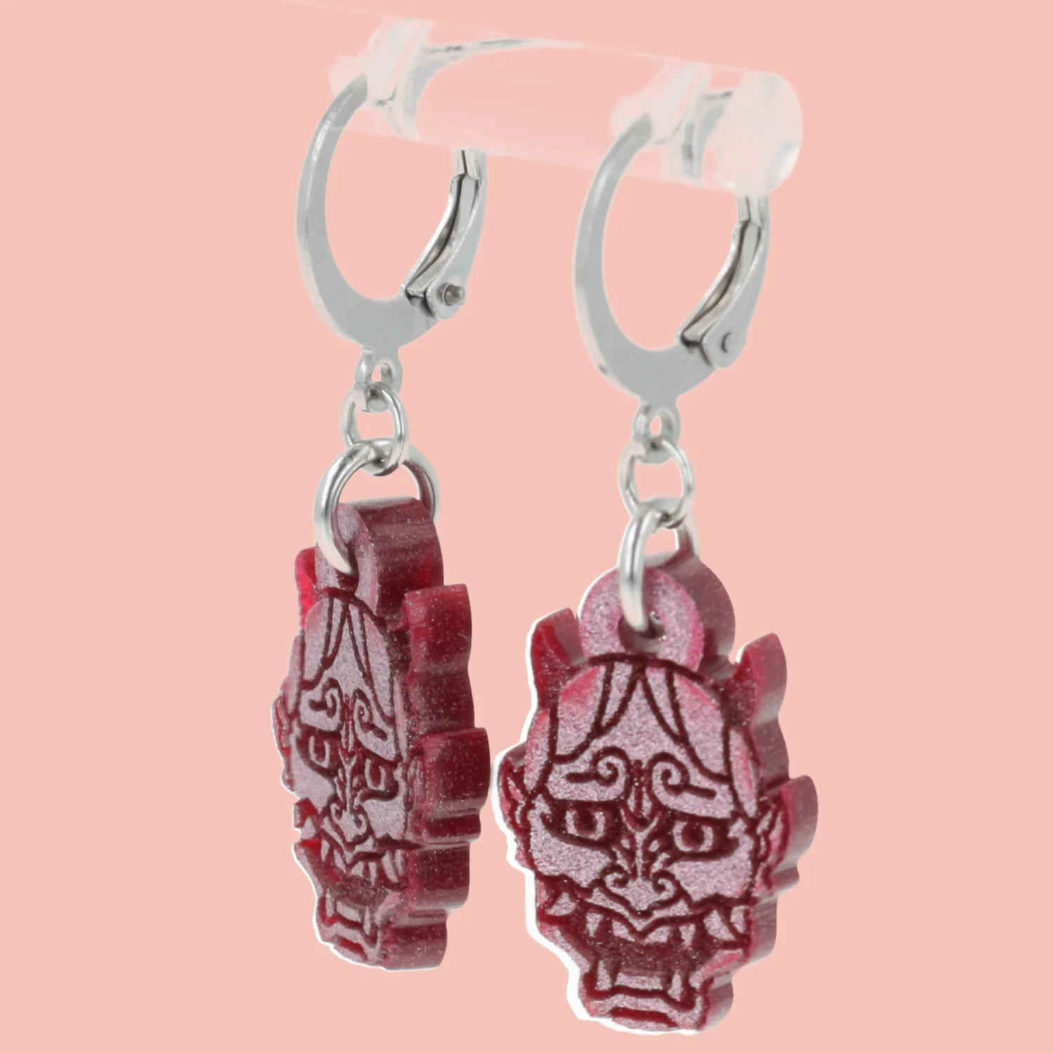 Demon Huggie Hoop Earrings - Pink - Image 3