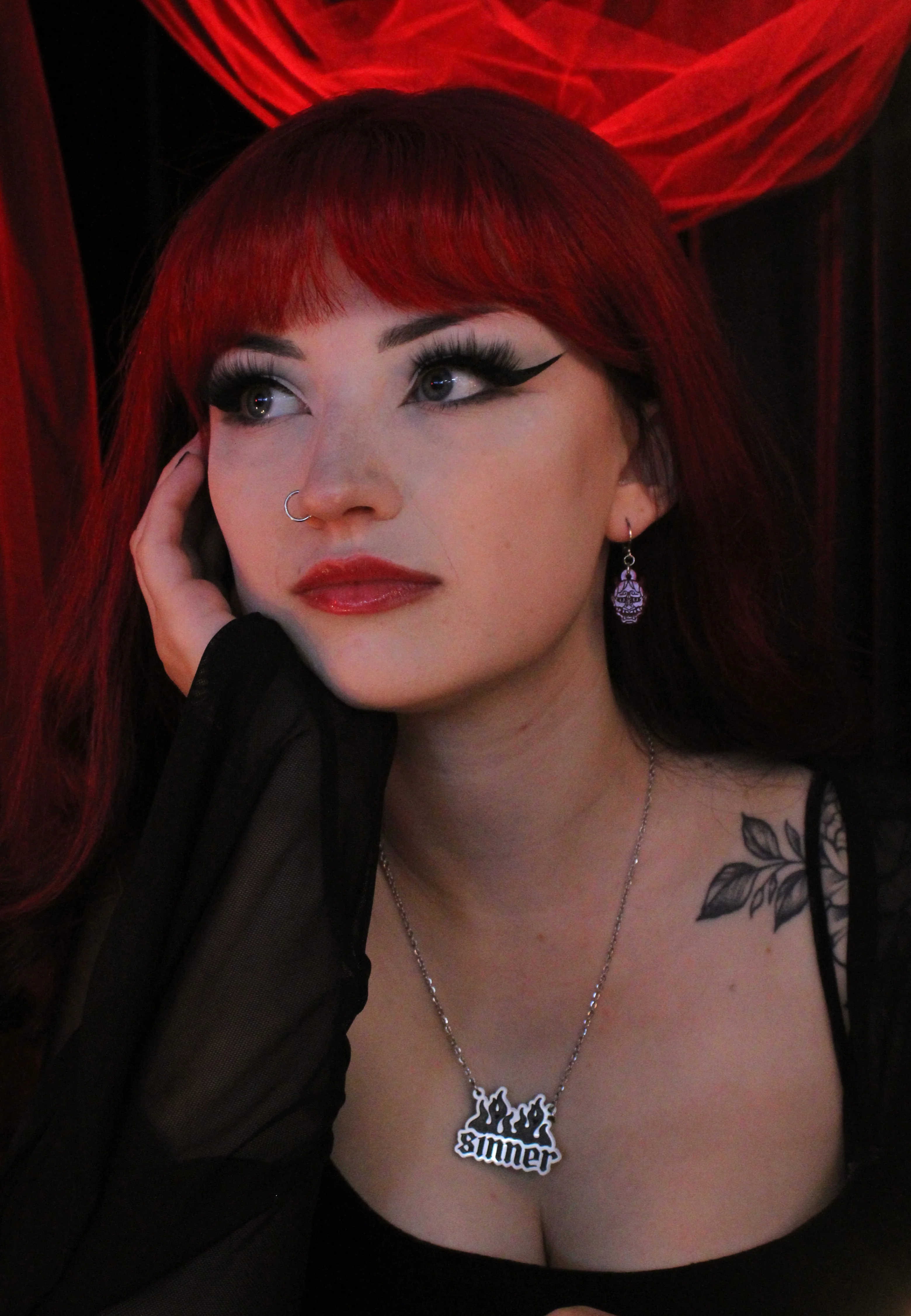Demon Huggie Hoop Earrings - Pink - Image 4