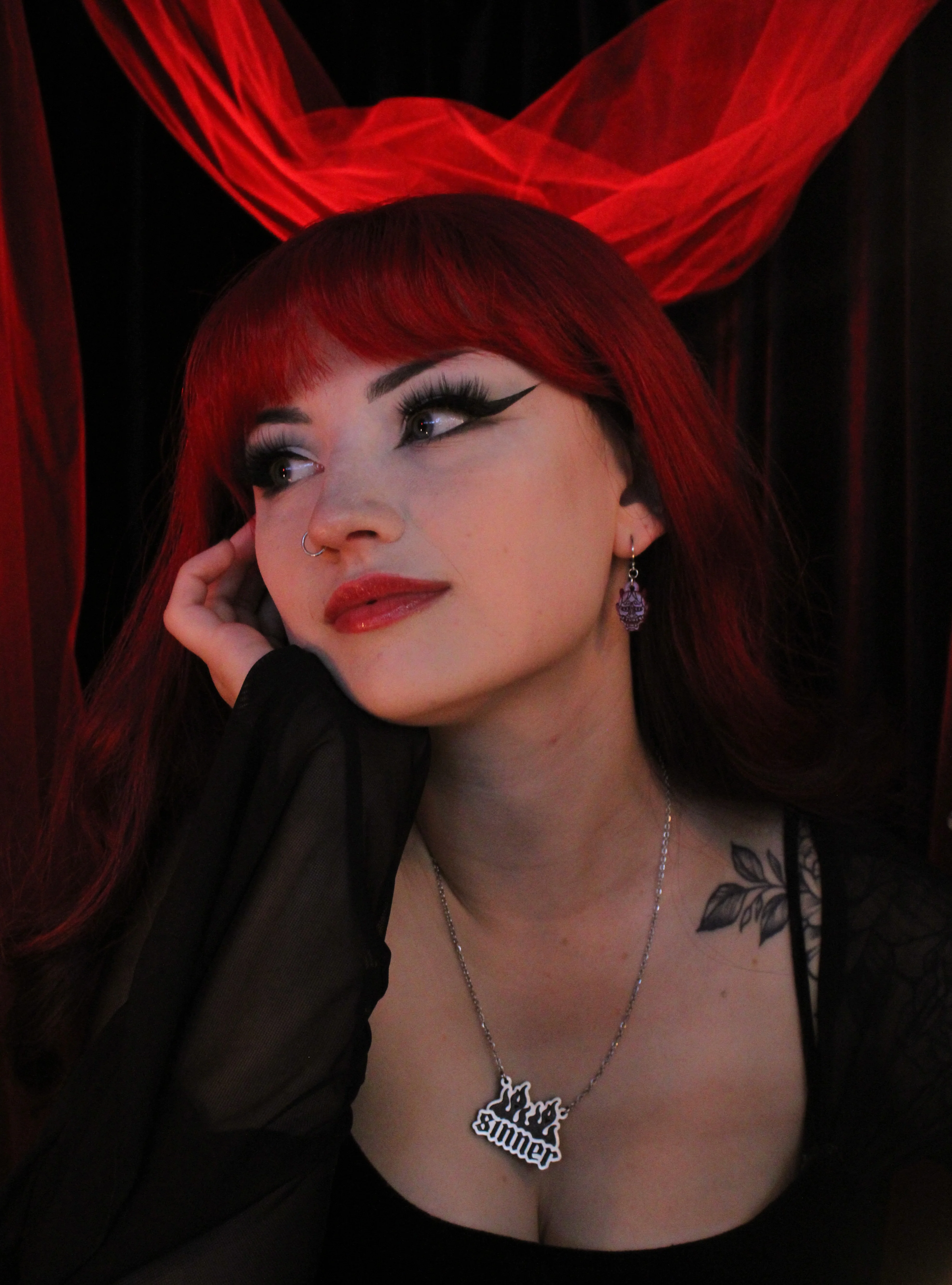 Demon Huggie Hoop Earrings - Pink - Image 5