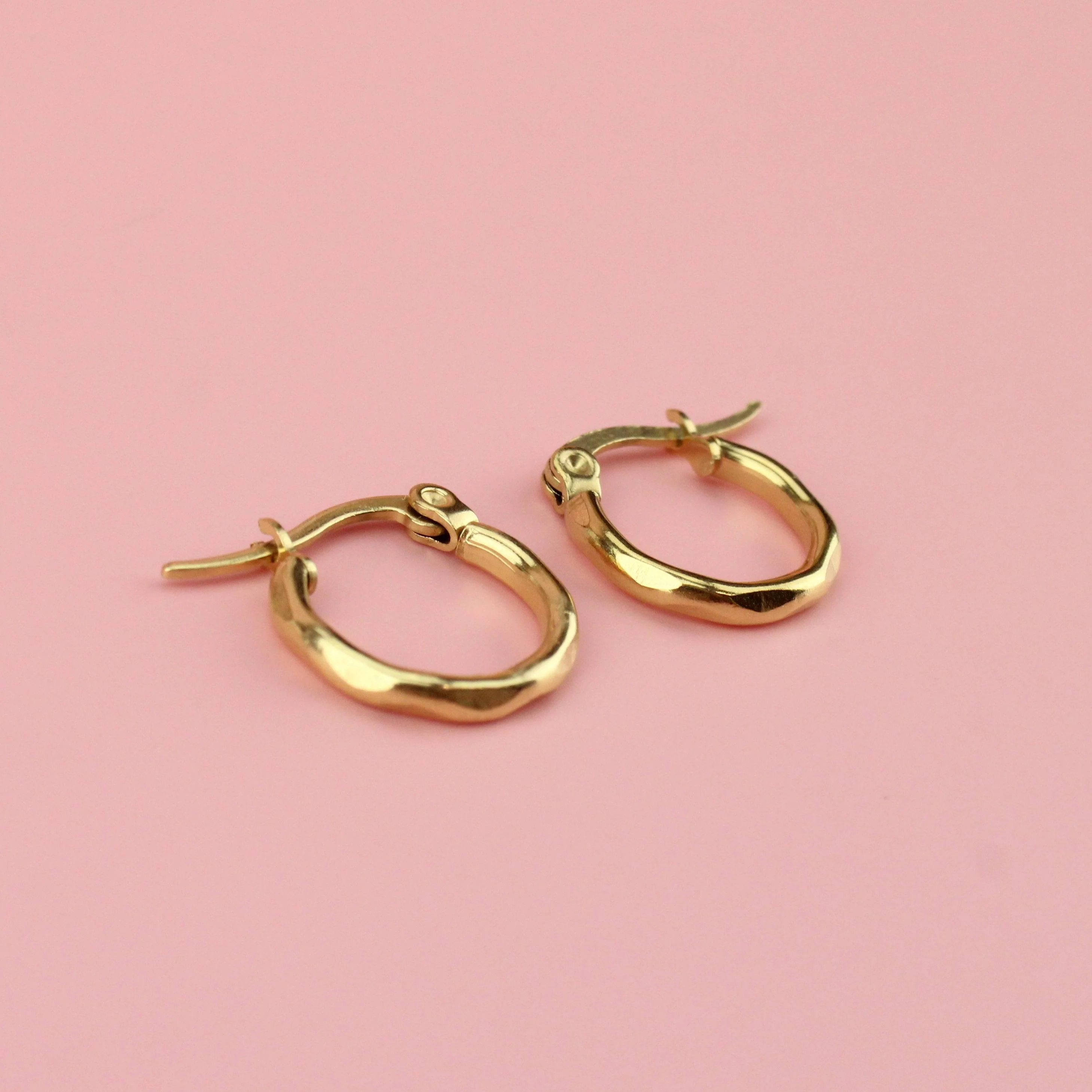 Diamond Cut Hoop Earrings (Gold Plated) - Image 3