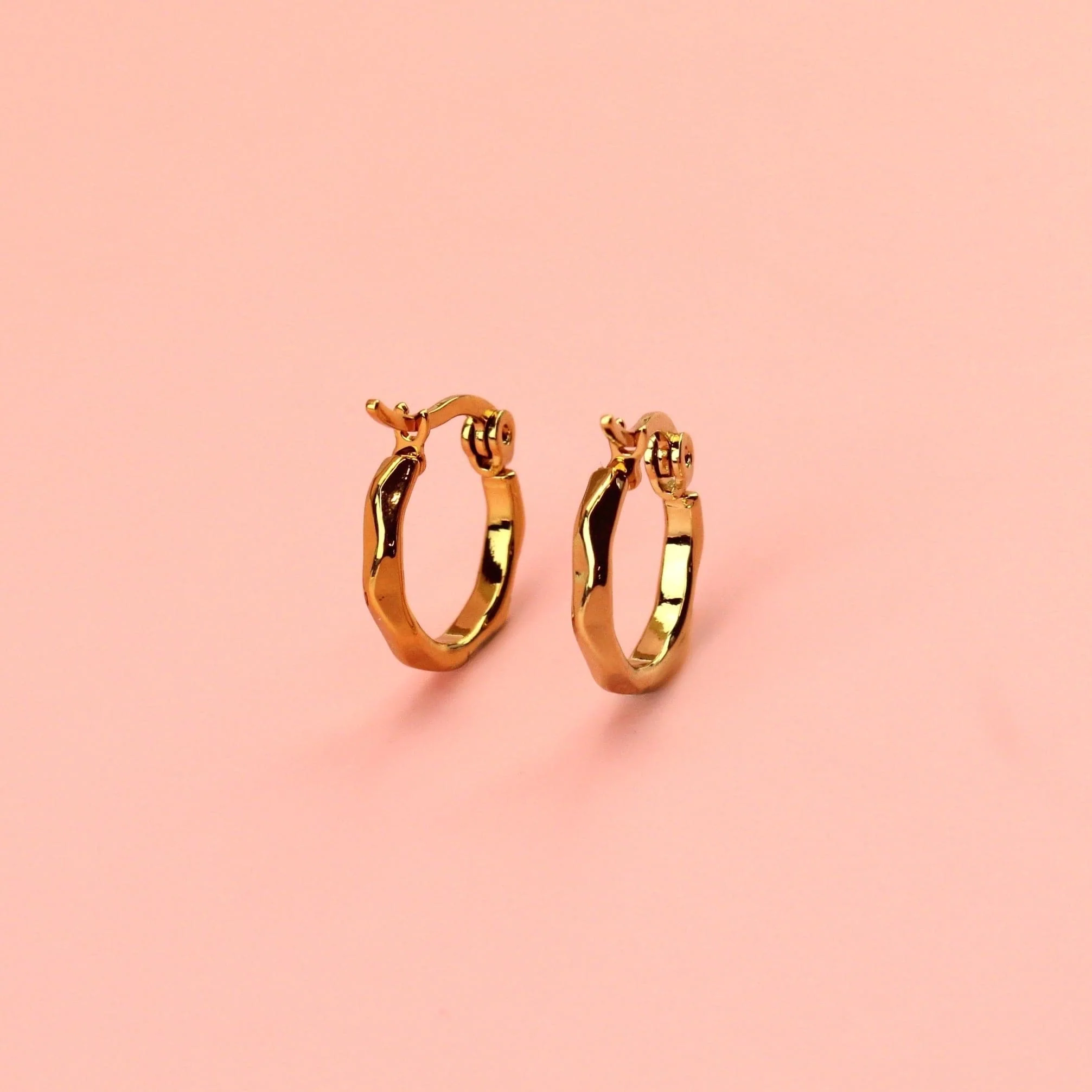Diamond Cut Hoop Earrings (Gold Plated) - Image 5