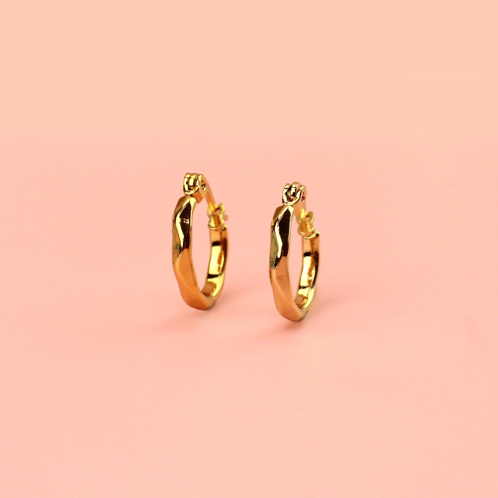 Diamond Cut Hoop Earrings (Gold Plated) - Image 7