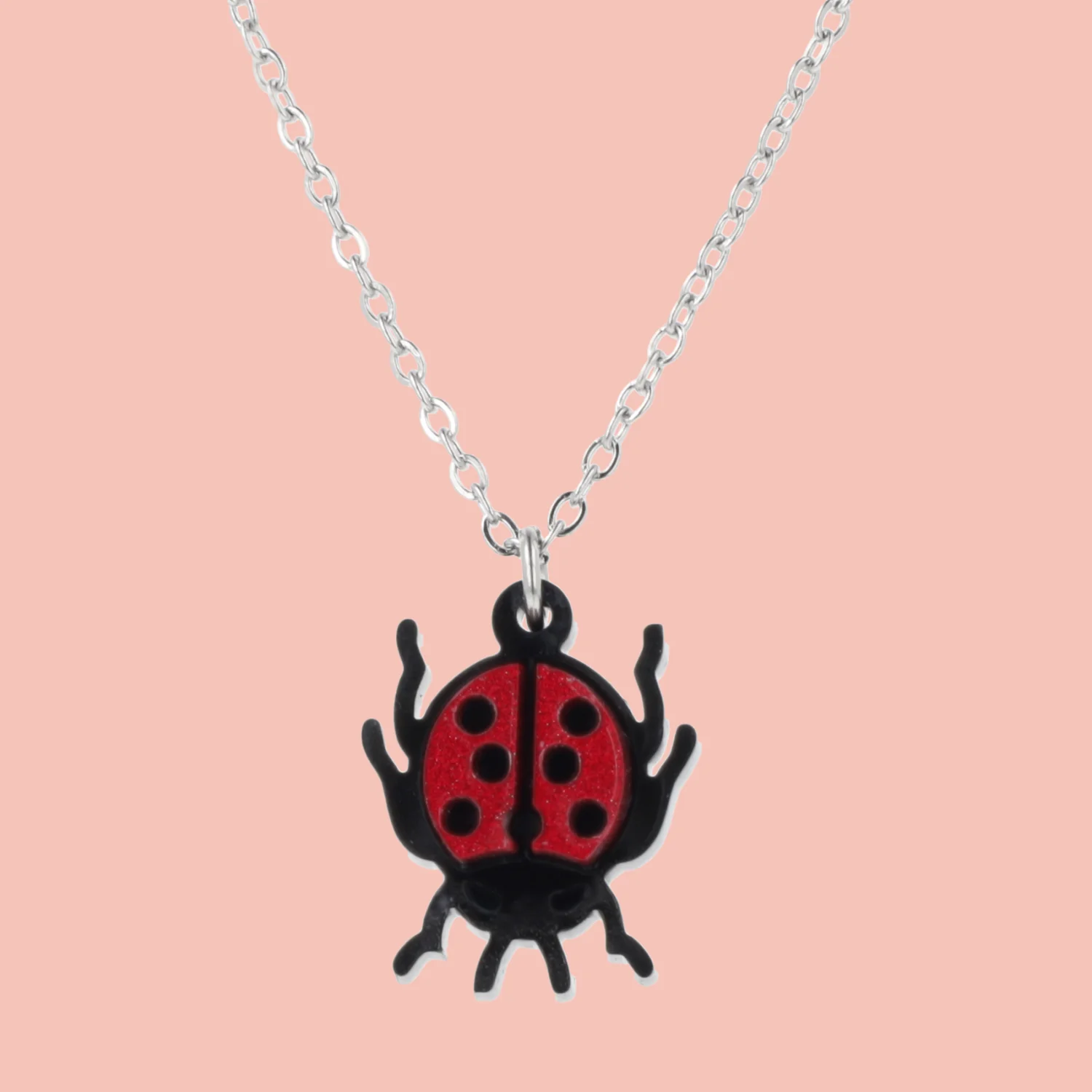 Dotty For You Ladybird Necklace - Shimmer Red