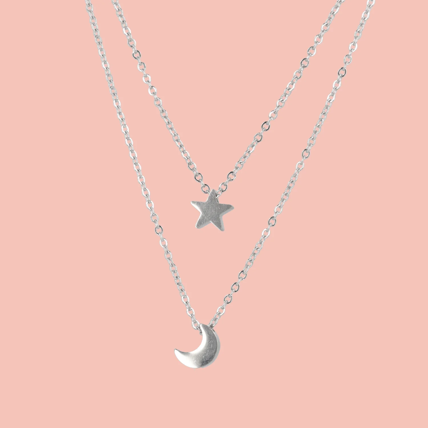 Double Chain Star & Moon Necklace