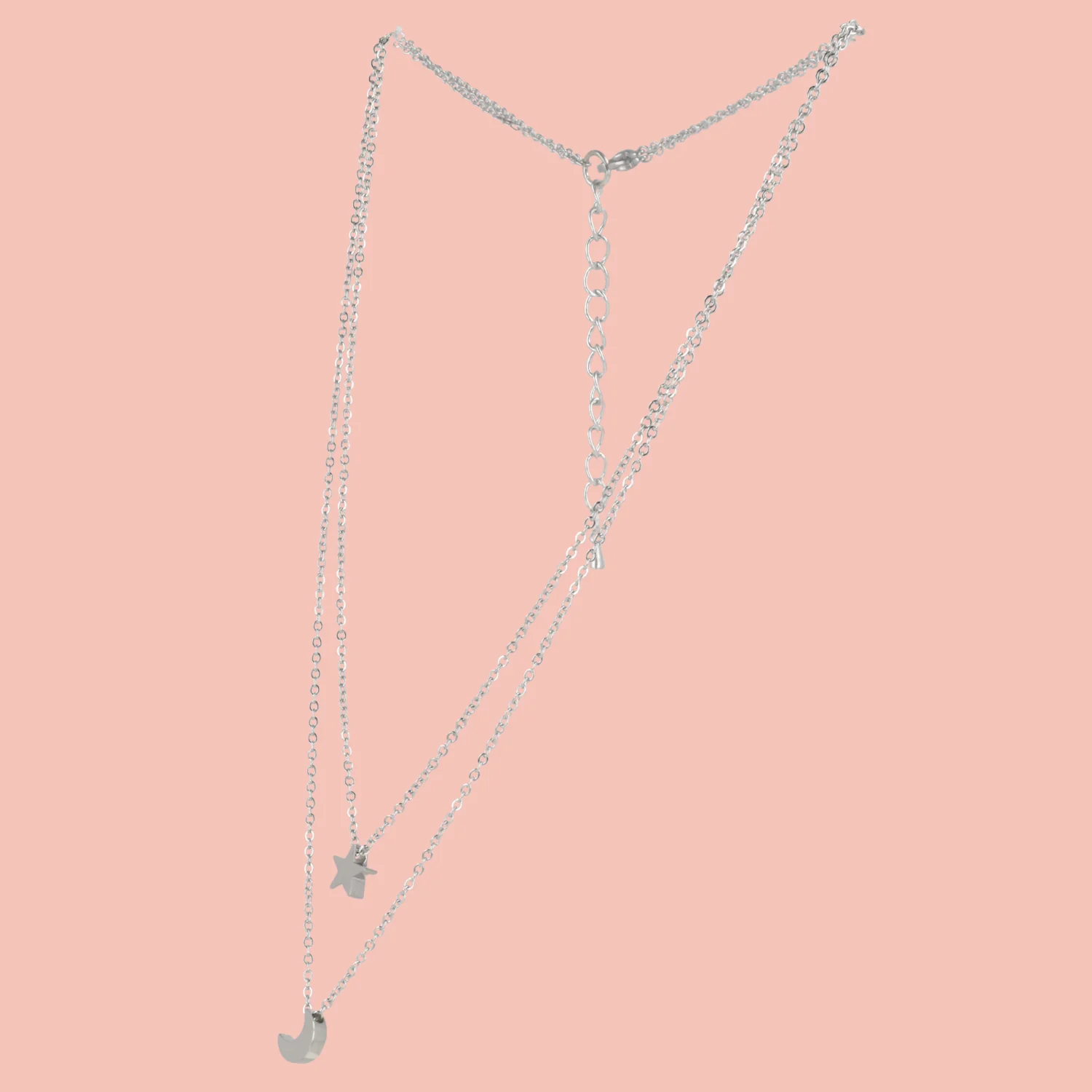 Double Chain Star & Moon Necklace - Image 3