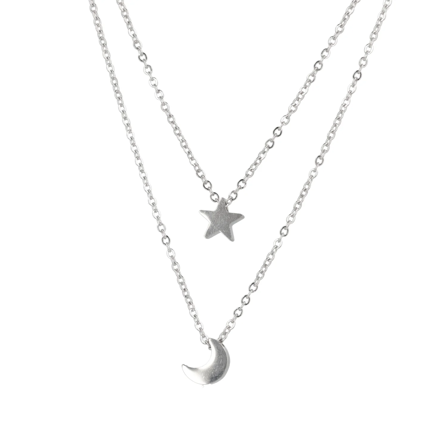Double Chain Star & Moon Necklace - Image 4