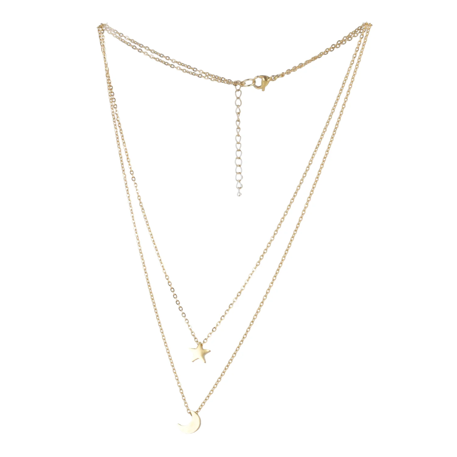 Double Chain Star & Moon Necklace (Gold Plated) - Image 5
