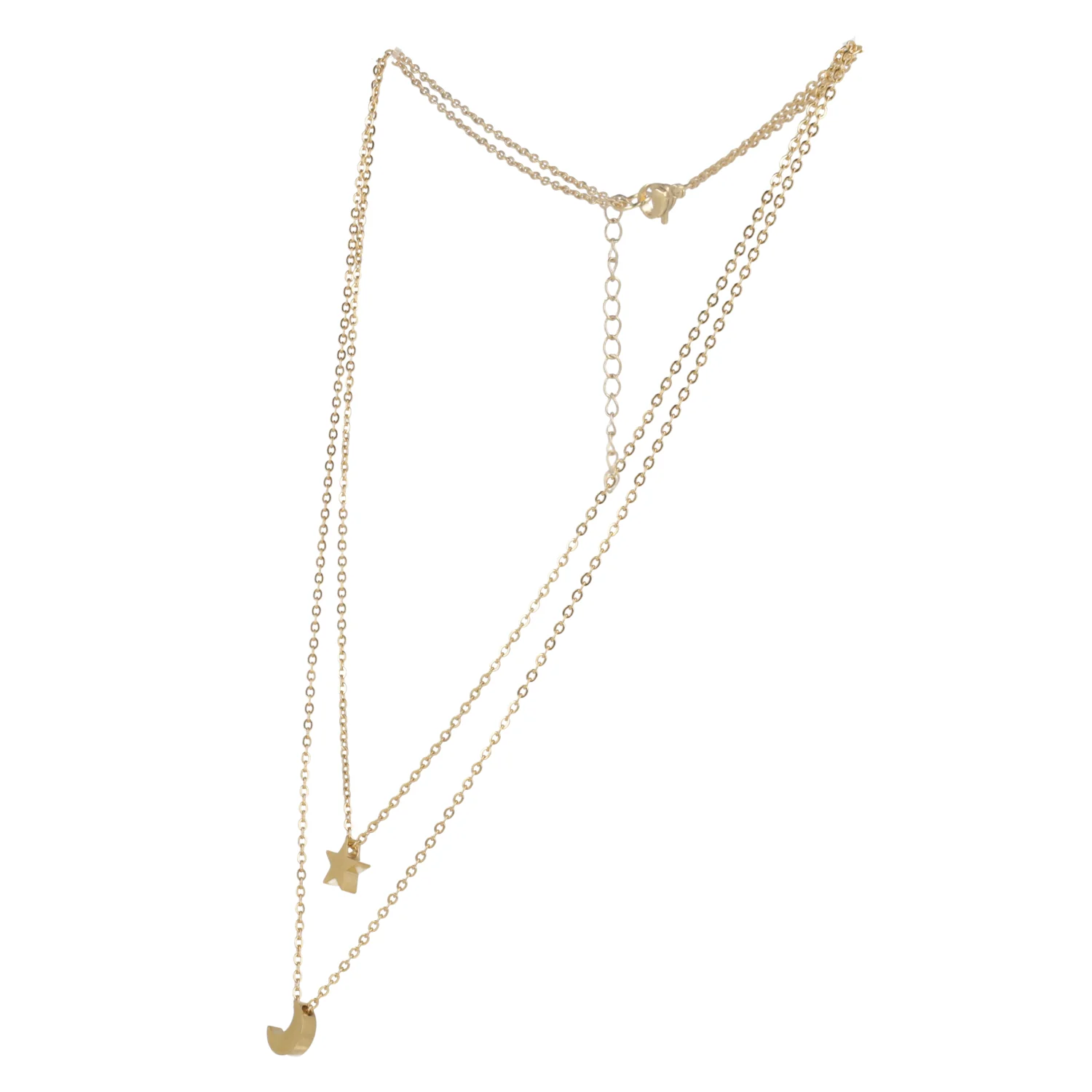 Double Chain Star & Moon Necklace (Gold Plated) - Image 6