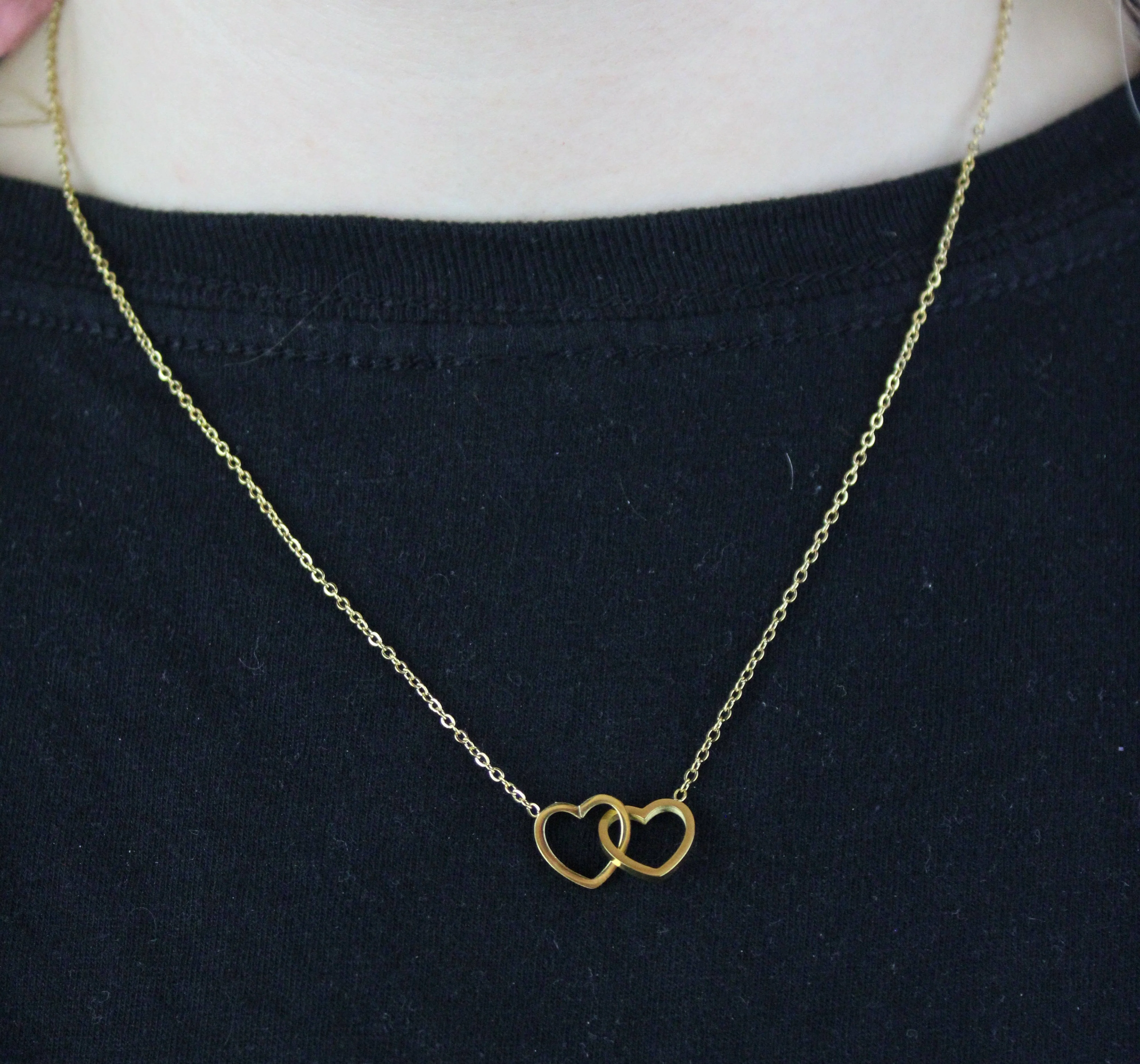 Double Heart Necklace (Gold Plated) - Image 4