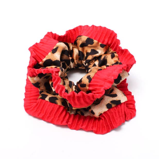 Leopard Print Ruffle Scrunchie - Image 3