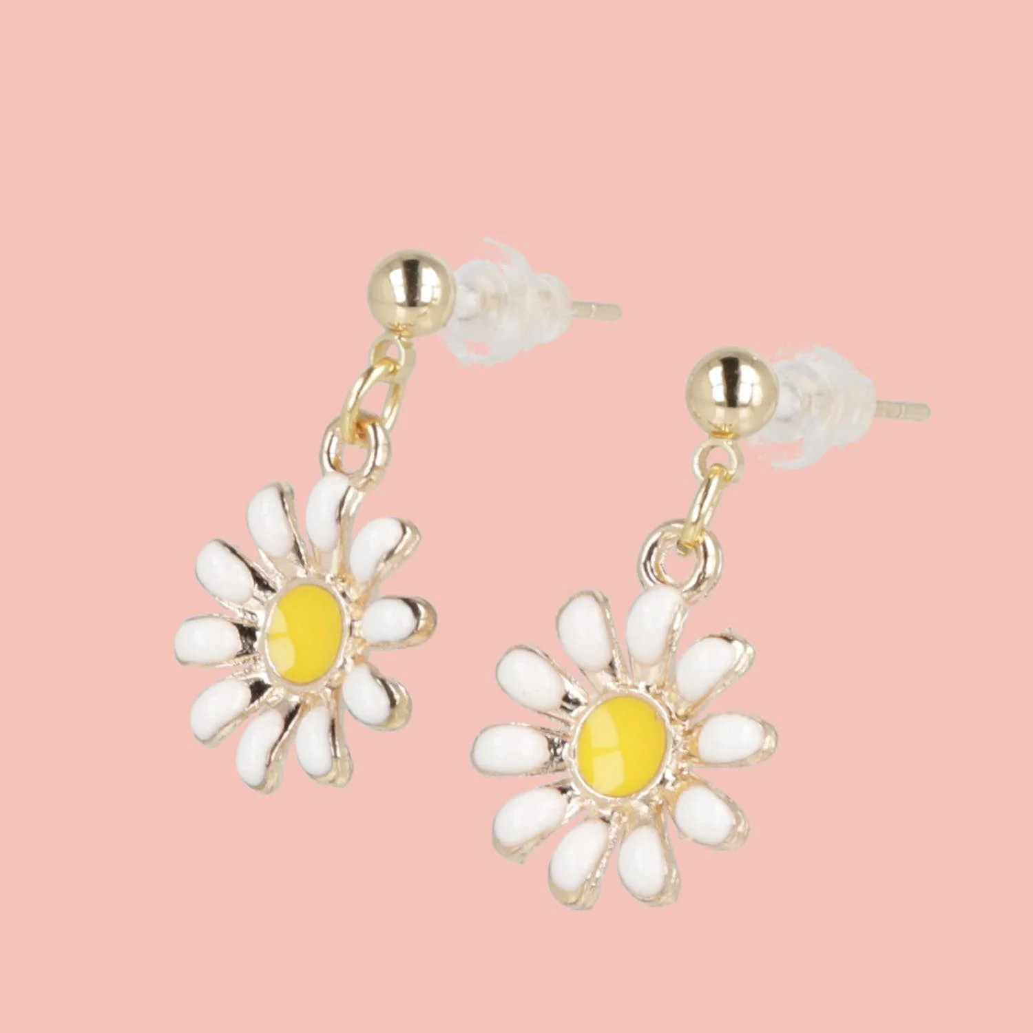 Enamel Daisy Drop Earrings - Image 3