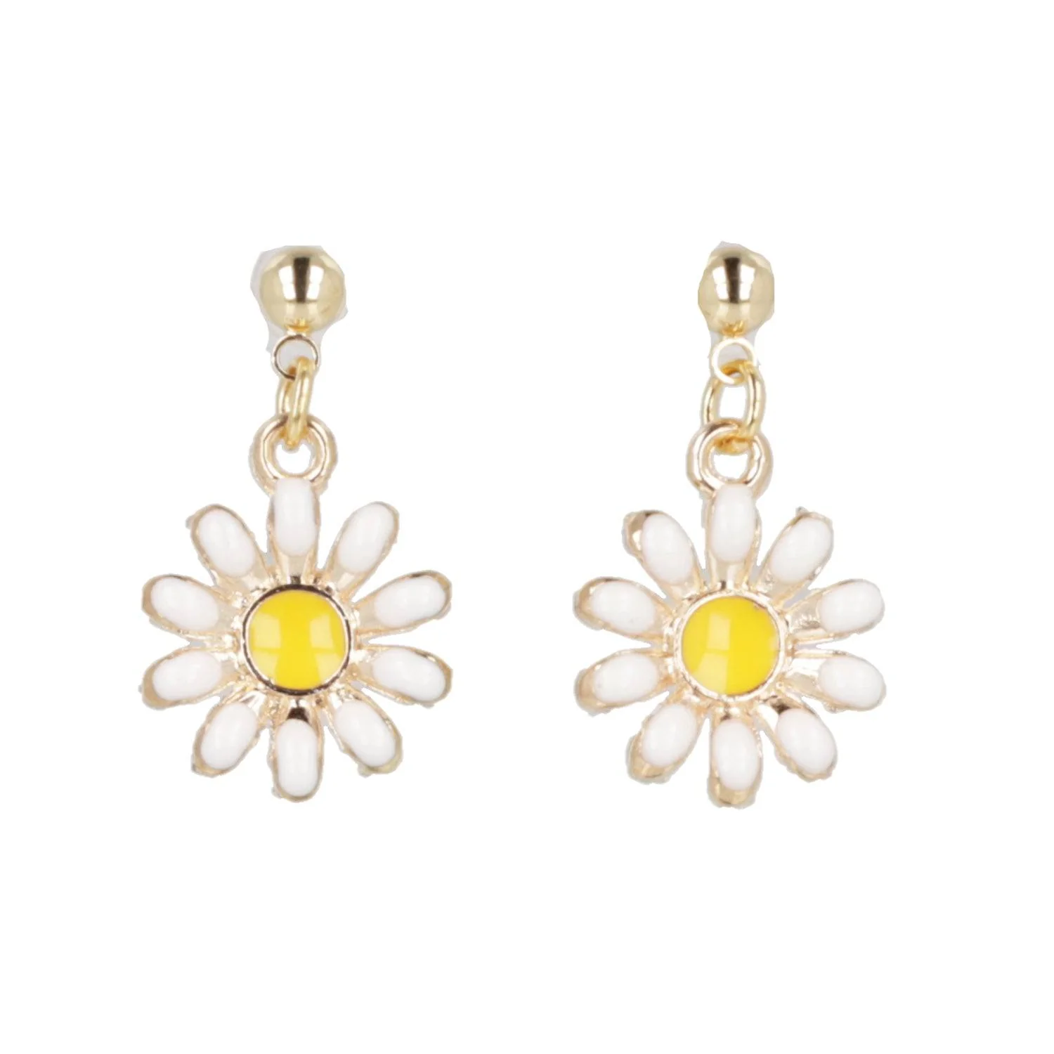 Enamel Daisy Drop Earrings - Image 5