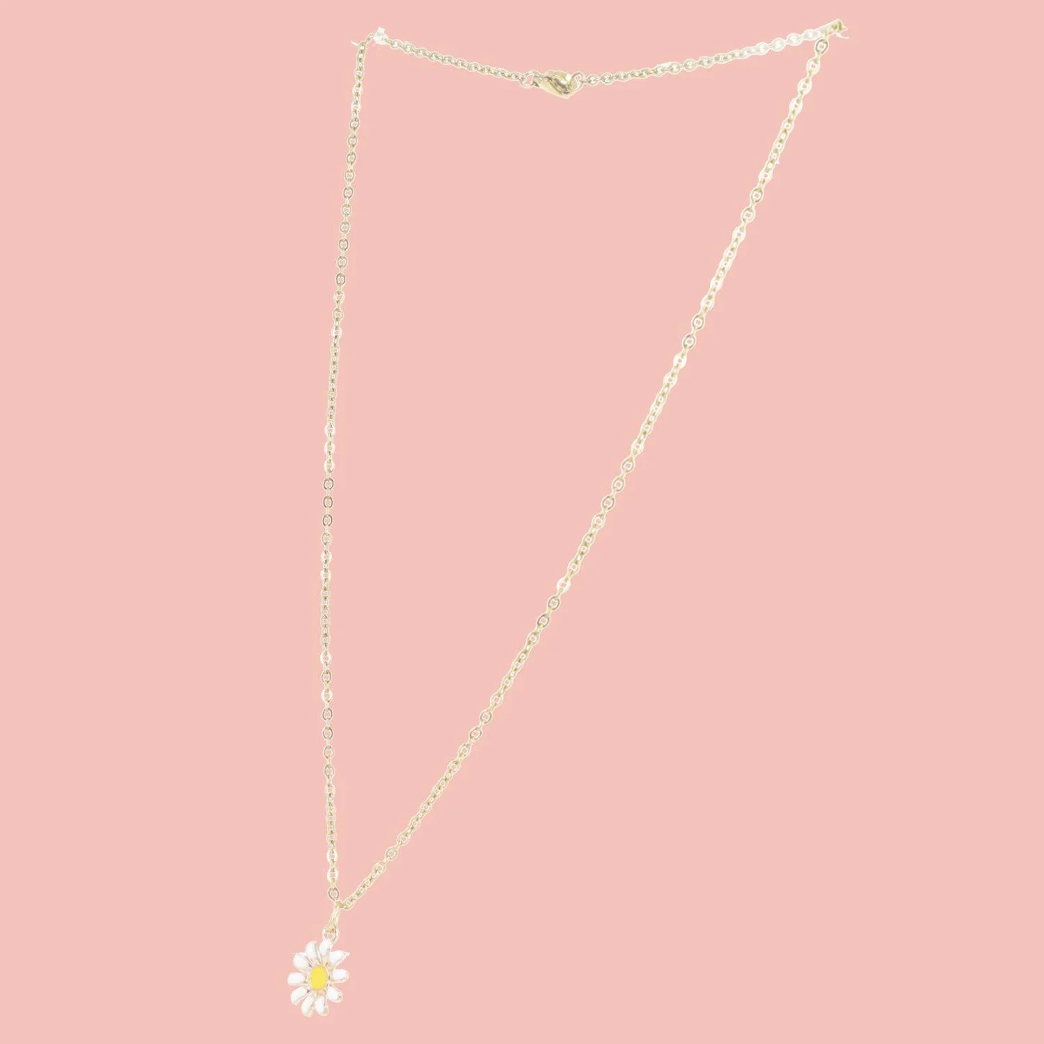 Enamel Daisy Pendant Necklace (Gold Plated) - Image 3