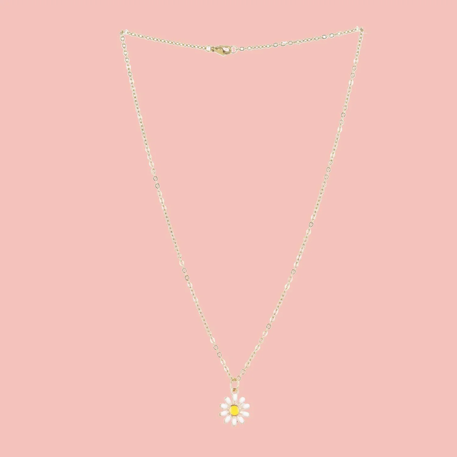 Enamel Daisy Pendant Necklace (Gold Plated) - Image 5
