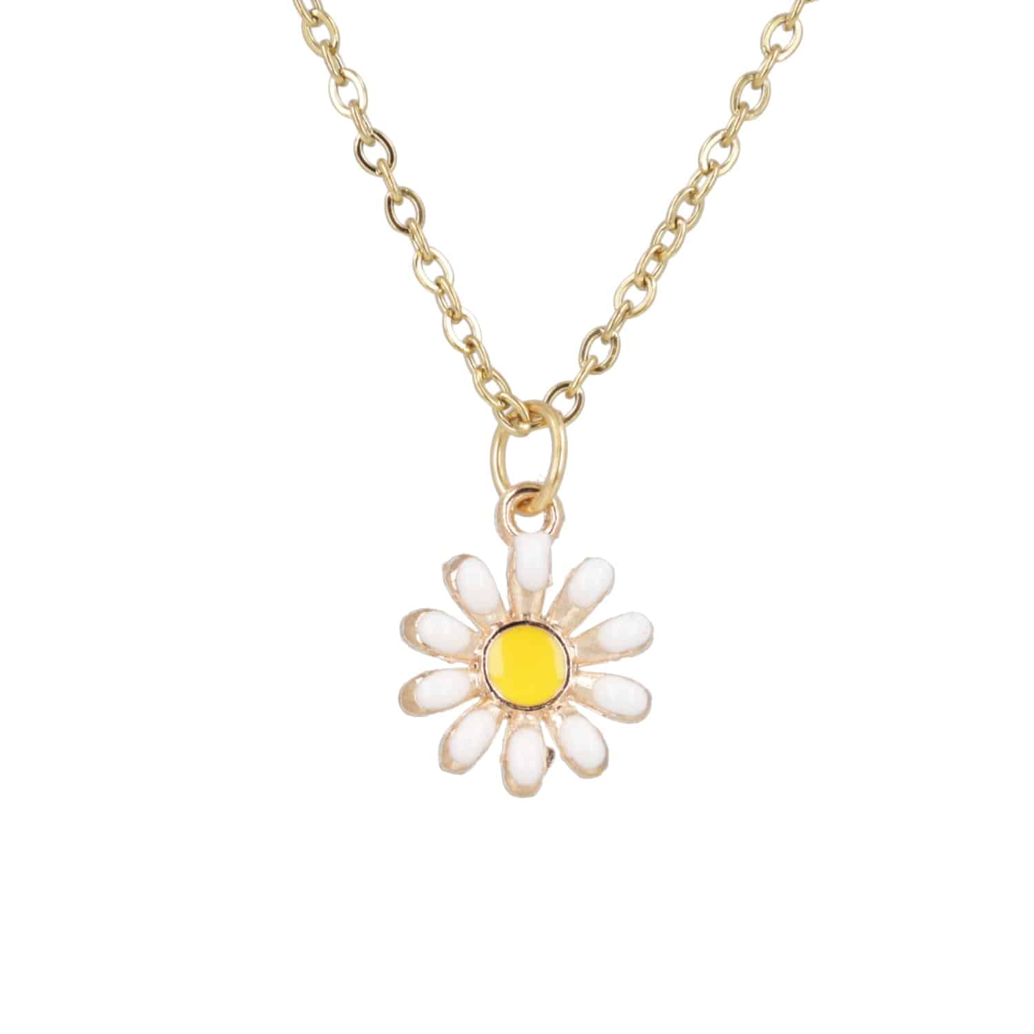 Enamel Daisy Pendant Necklace (Gold Plated) - Image 6