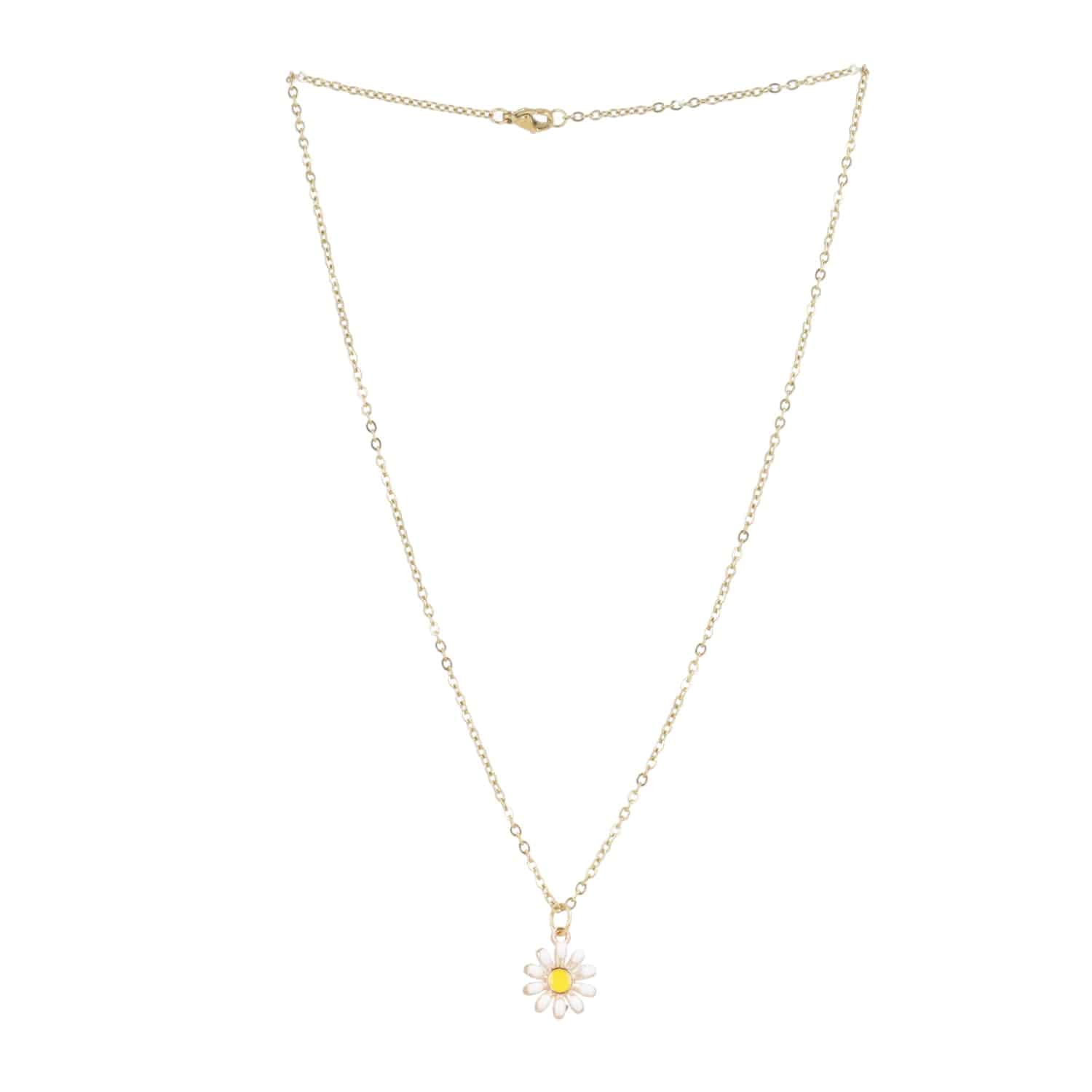 Enamel Daisy Pendant Necklace (Gold Plated) - Image 7