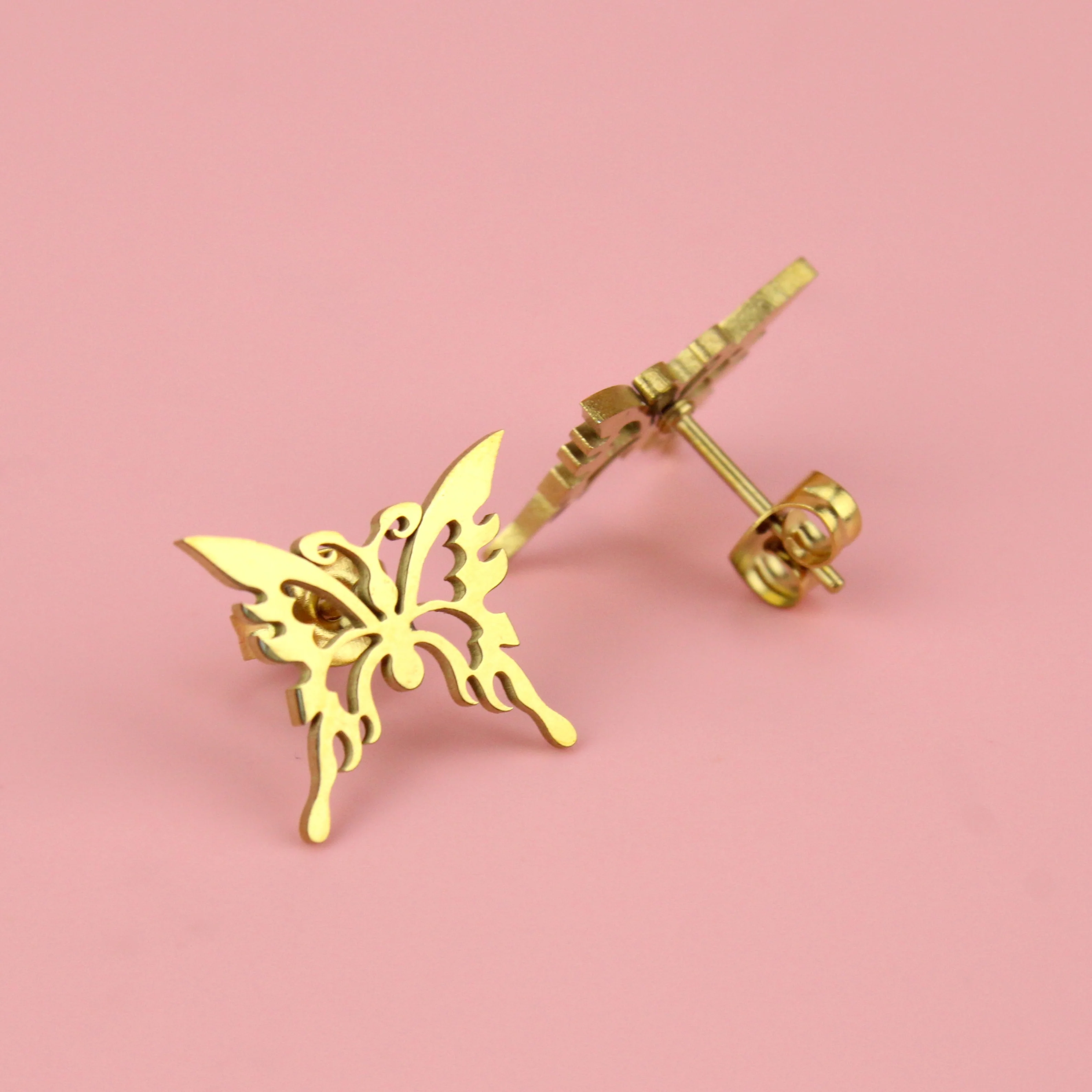 Ethereal Butterfly Stud Earrings (Gold Plated) - Image 5
