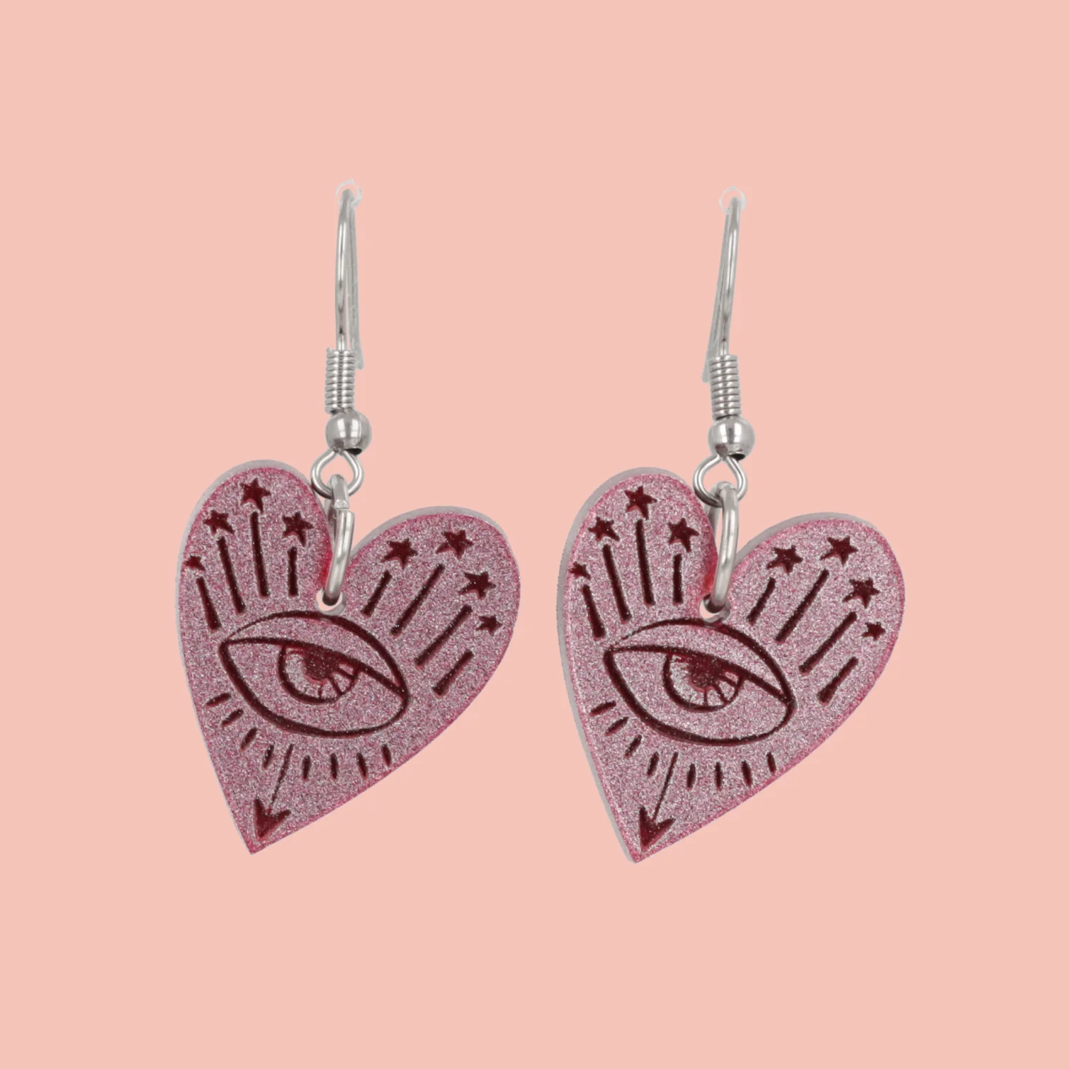 Eye Love You Earrings - Pink - Image 2
