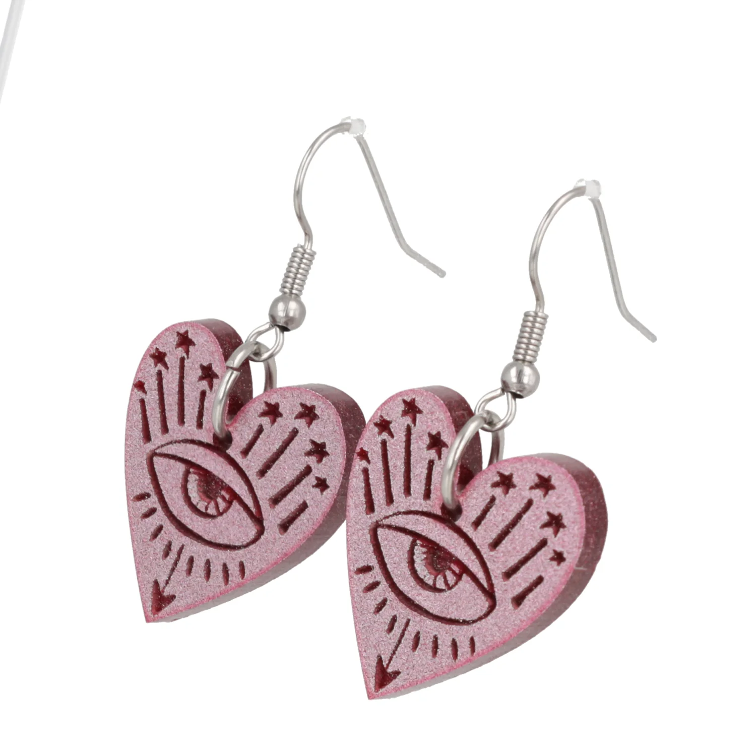 Eye Love You Earrings - Pink - Image 7