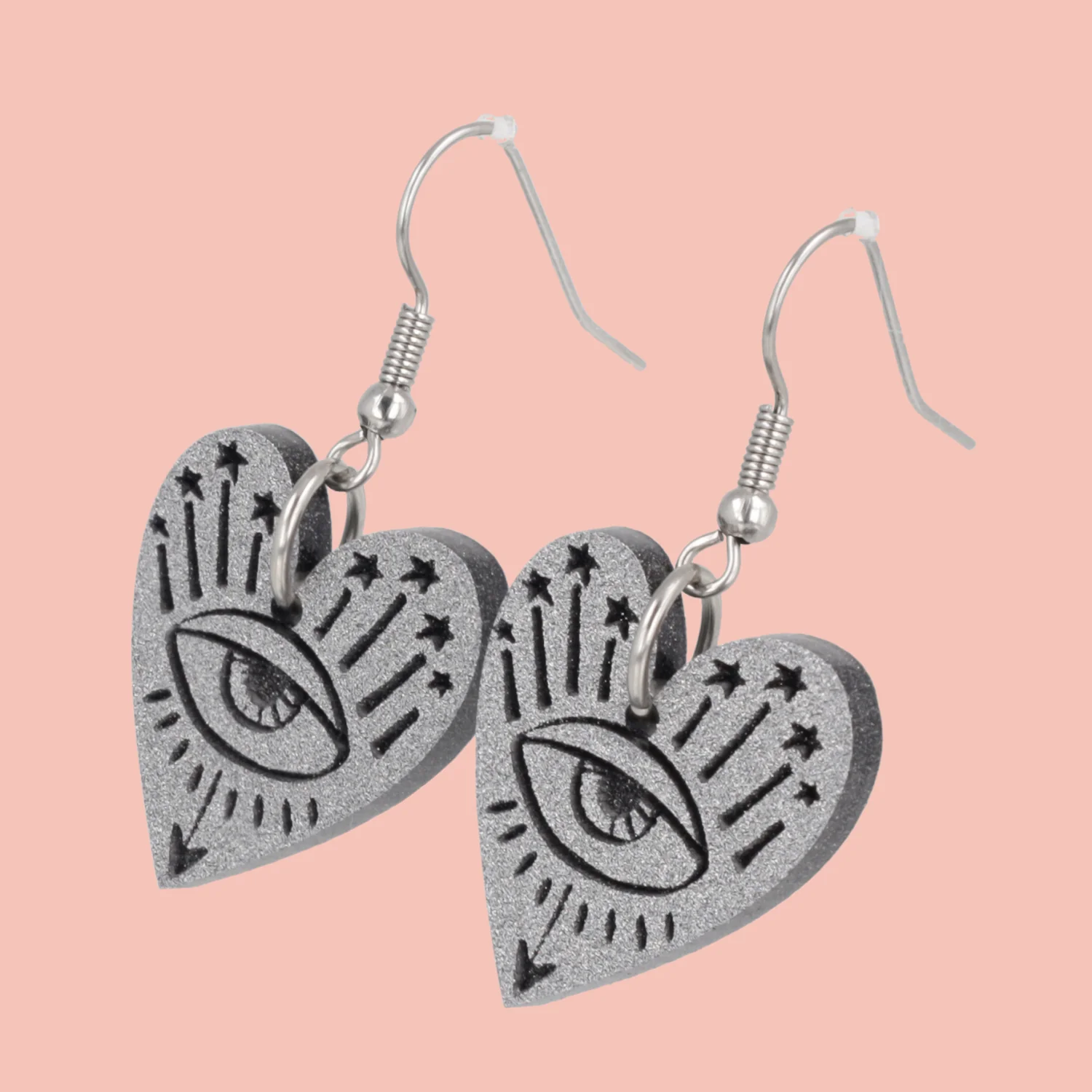 Eye Love You Earrings - Silver - Image 3