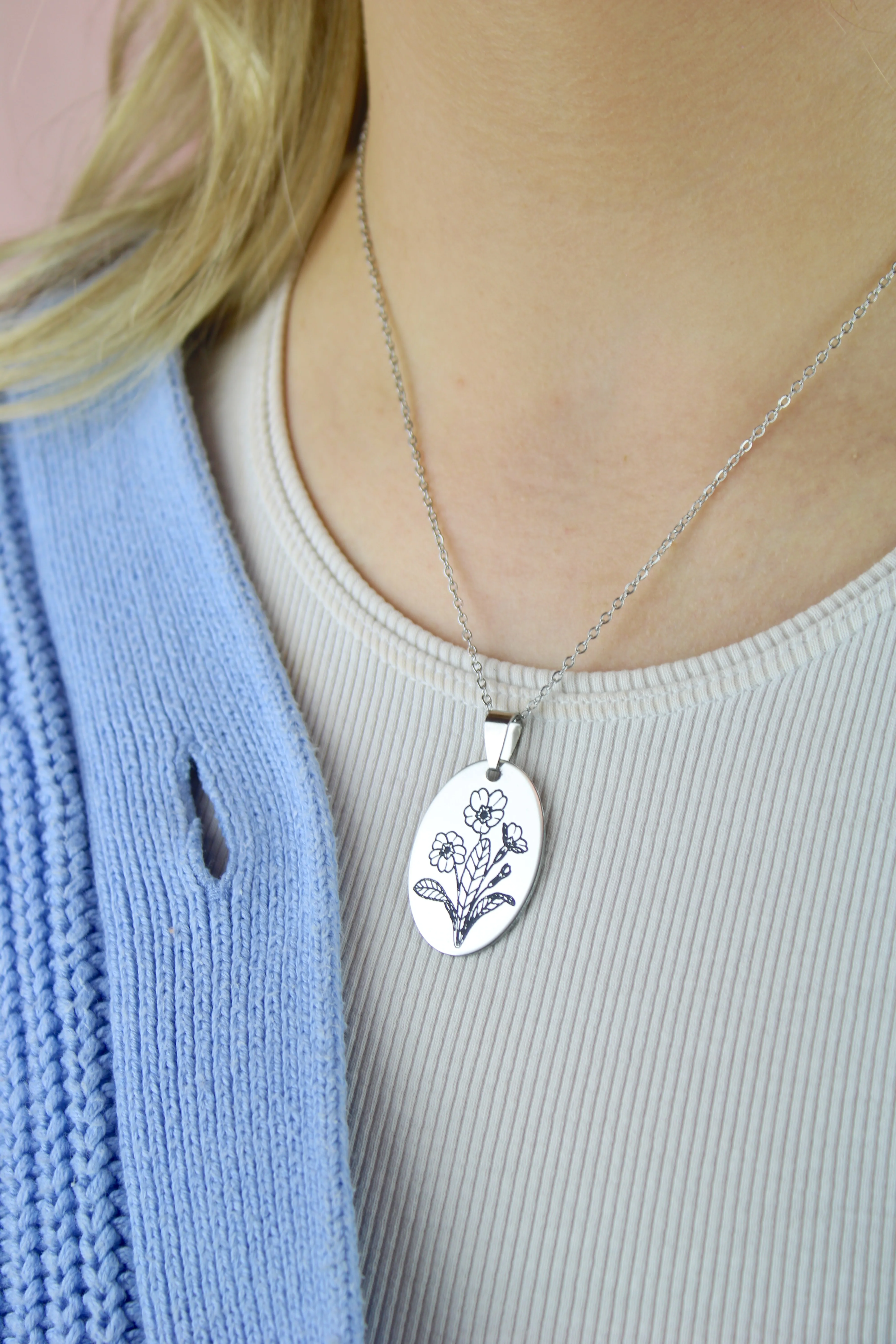 February Birth Flower Necklace - Primrose - Image 2