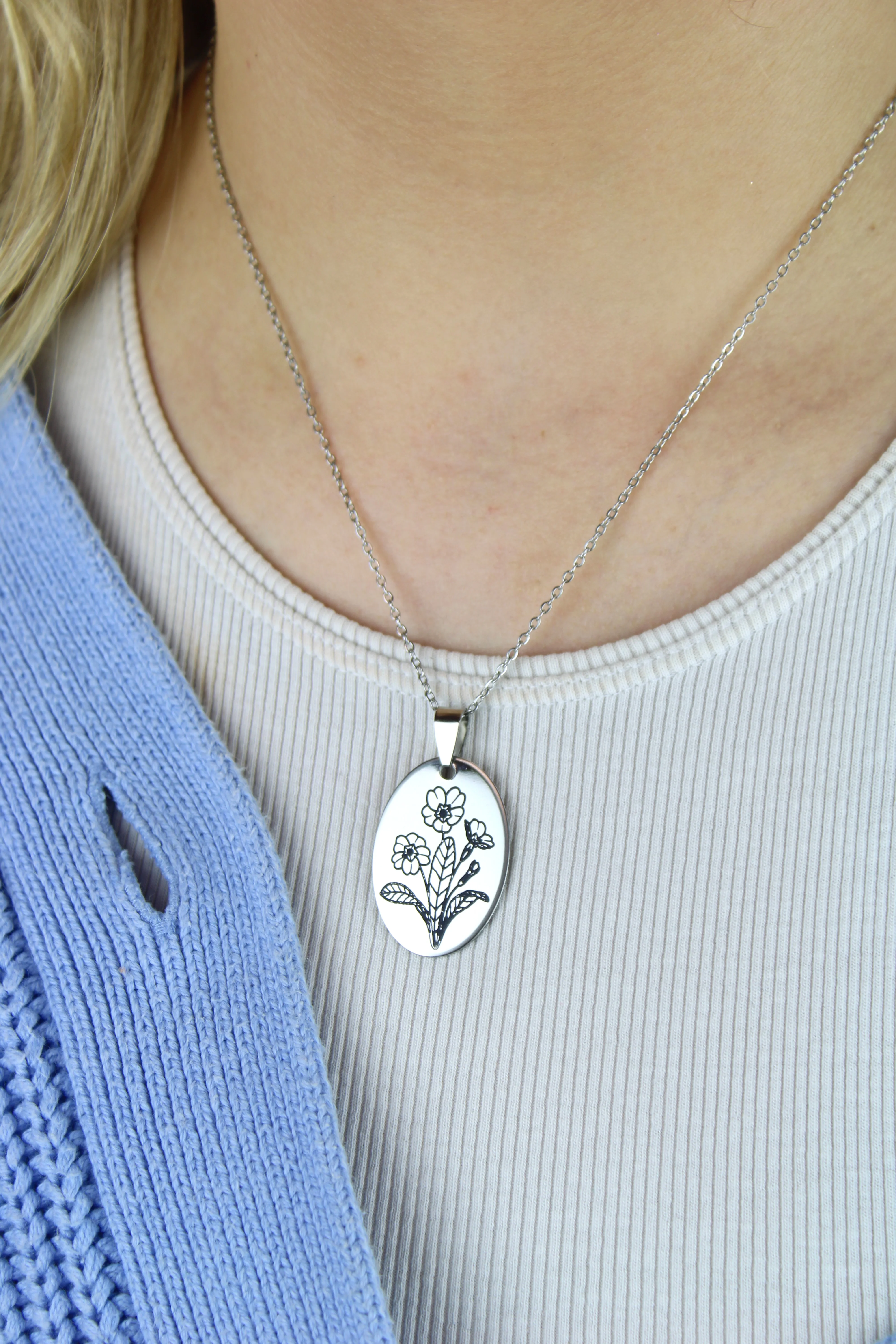 February Birth Flower Necklace - Primrose - Image 4